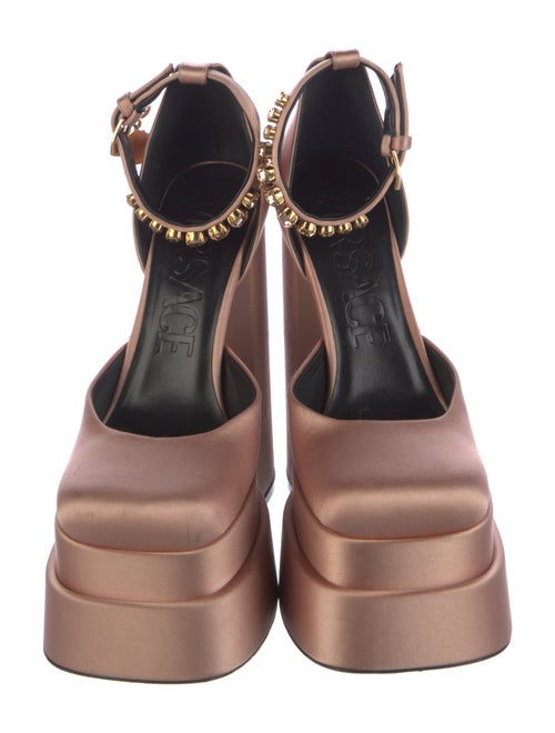Versace Satin Crystal Embellishments D'Orsay Pumps
