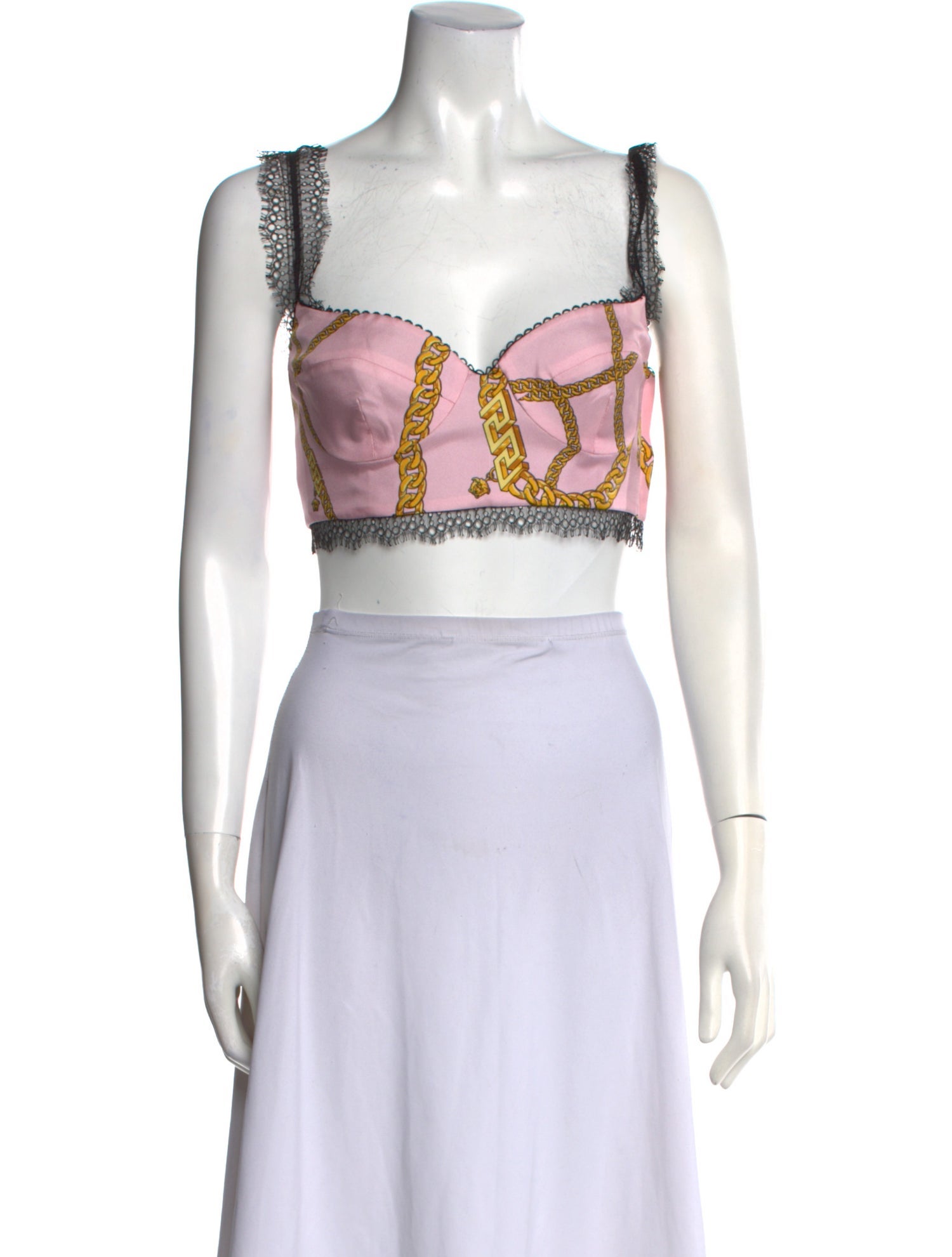 Versace Printed Square Neckline Crop Top