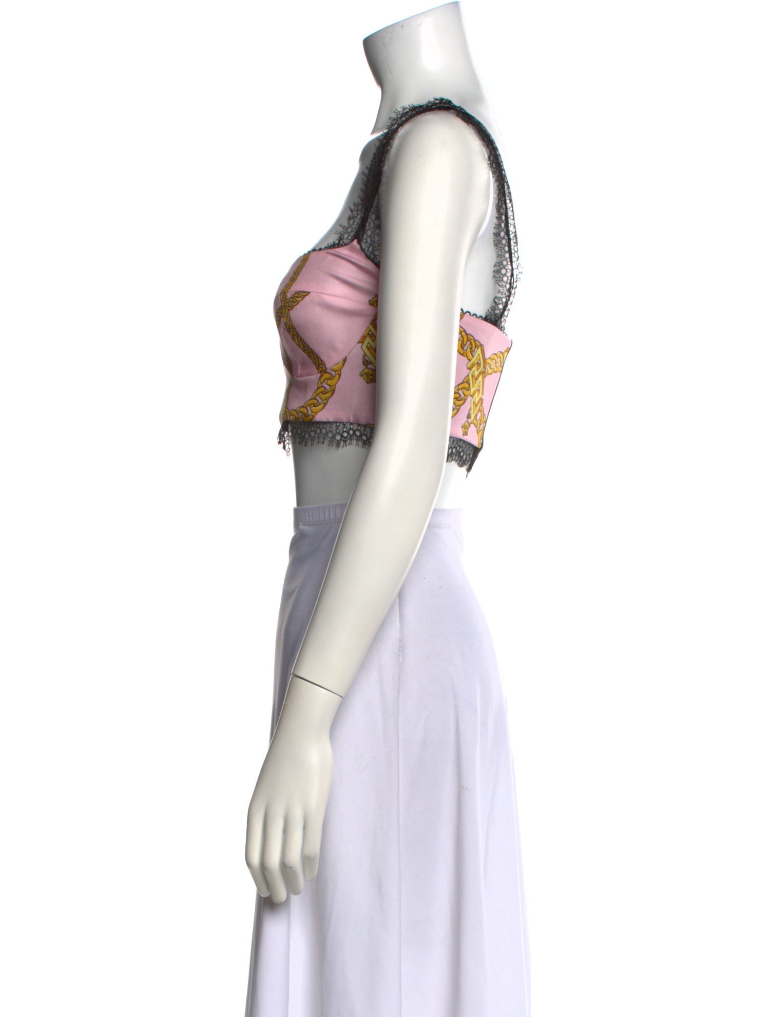 Versace Printed Square Neckline Crop Top