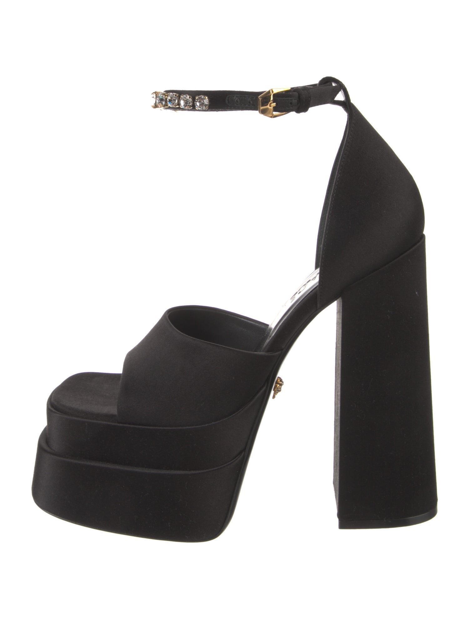 Versace Satin Crystal Embellishments Sandals