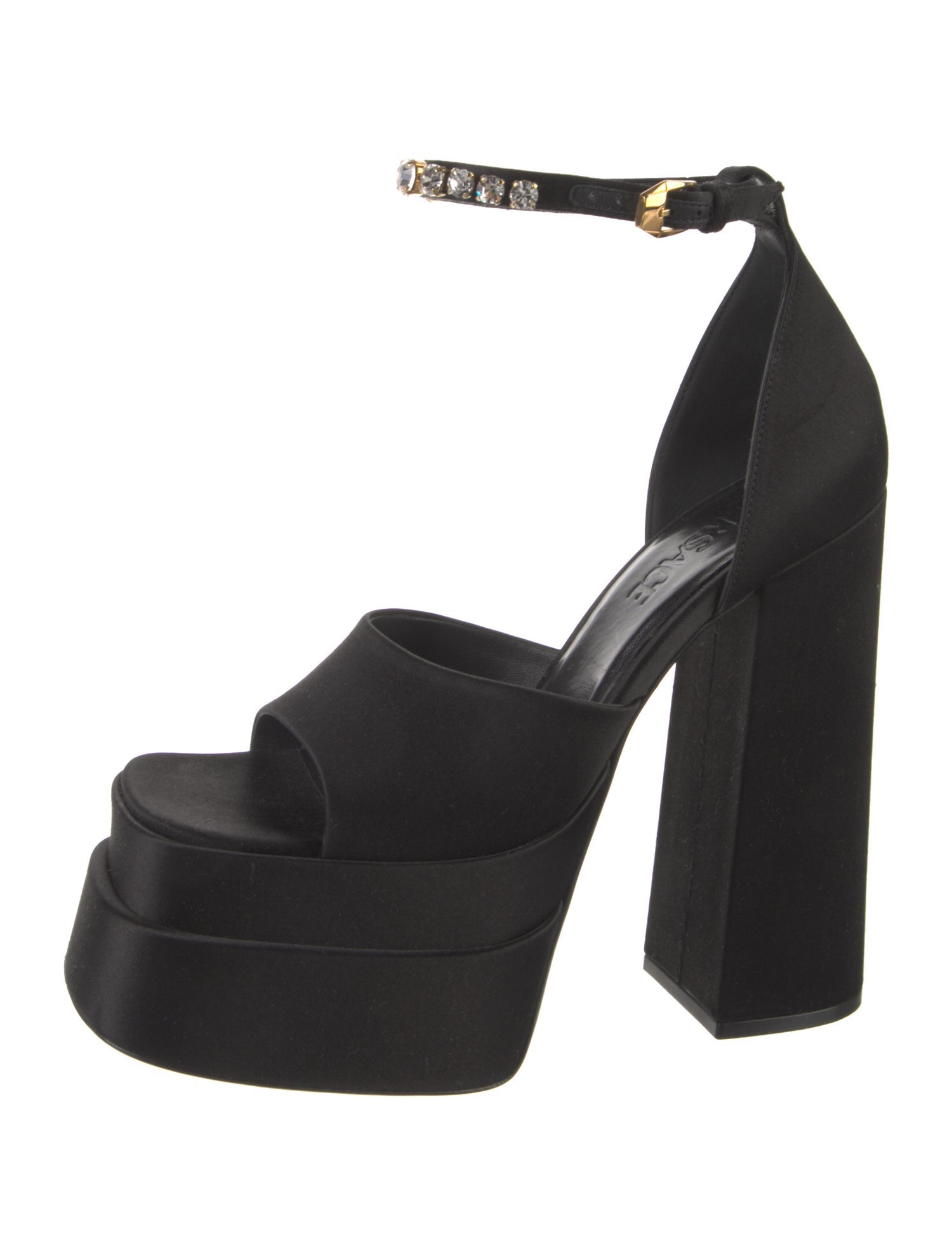 Versace Satin Crystal Embellishments Sandals