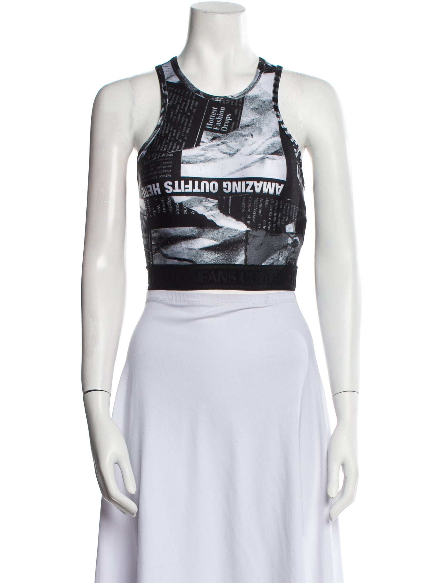 Versace Jeans Couture Printed Scoop Neck Crop Top w/ Tags