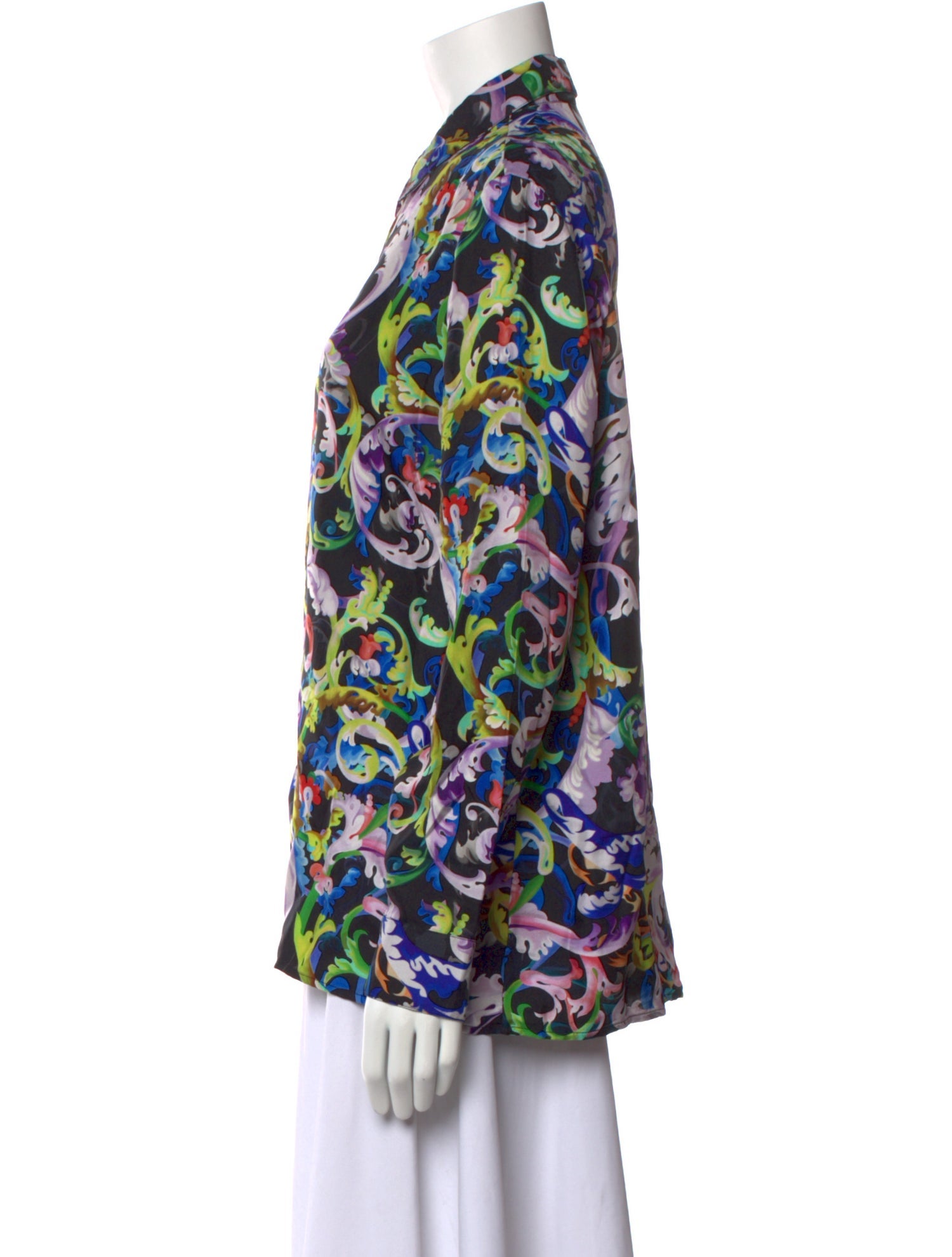 Versace Silk Printed Button-Up Top