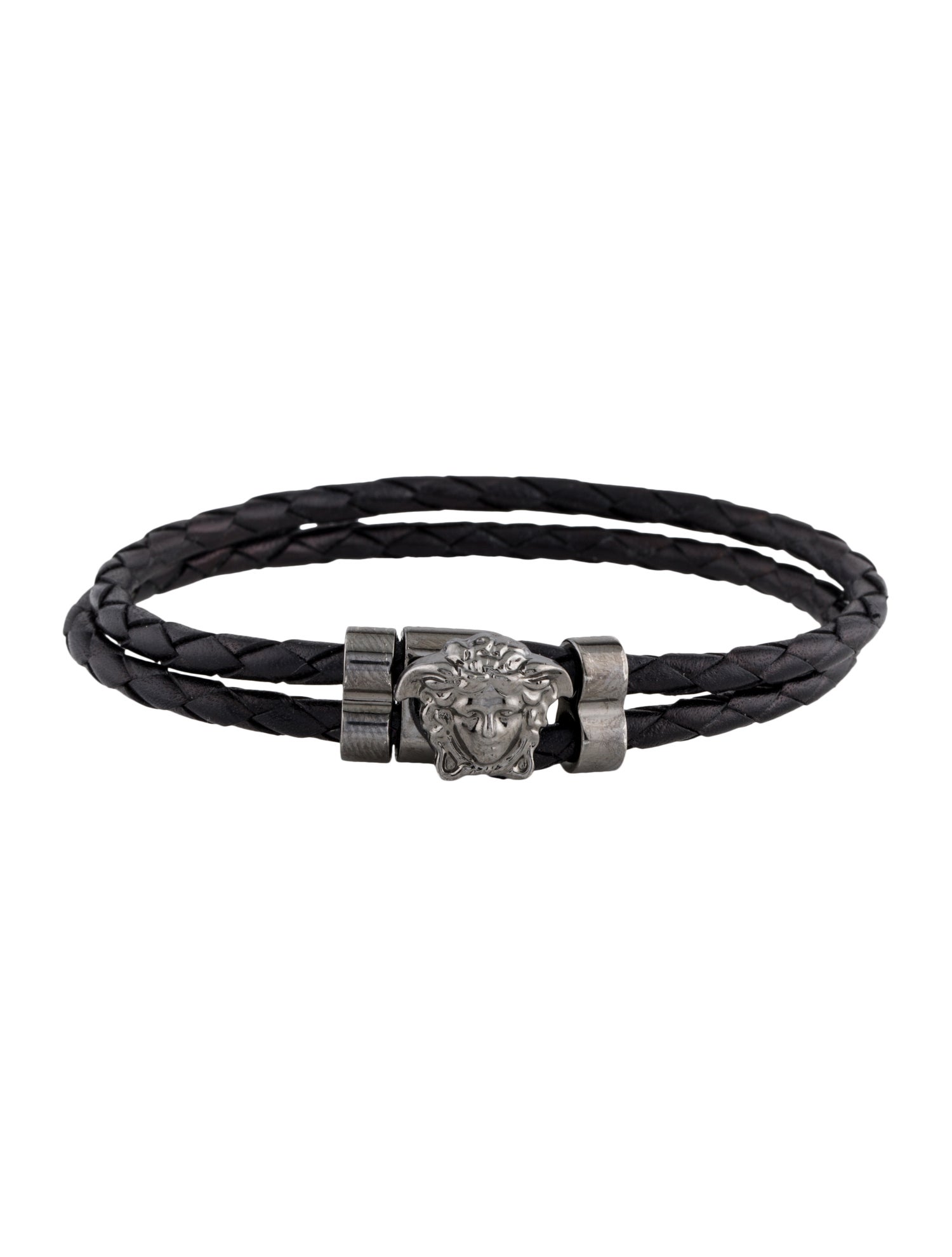 Versace Medusa Braided Leather Bracelet