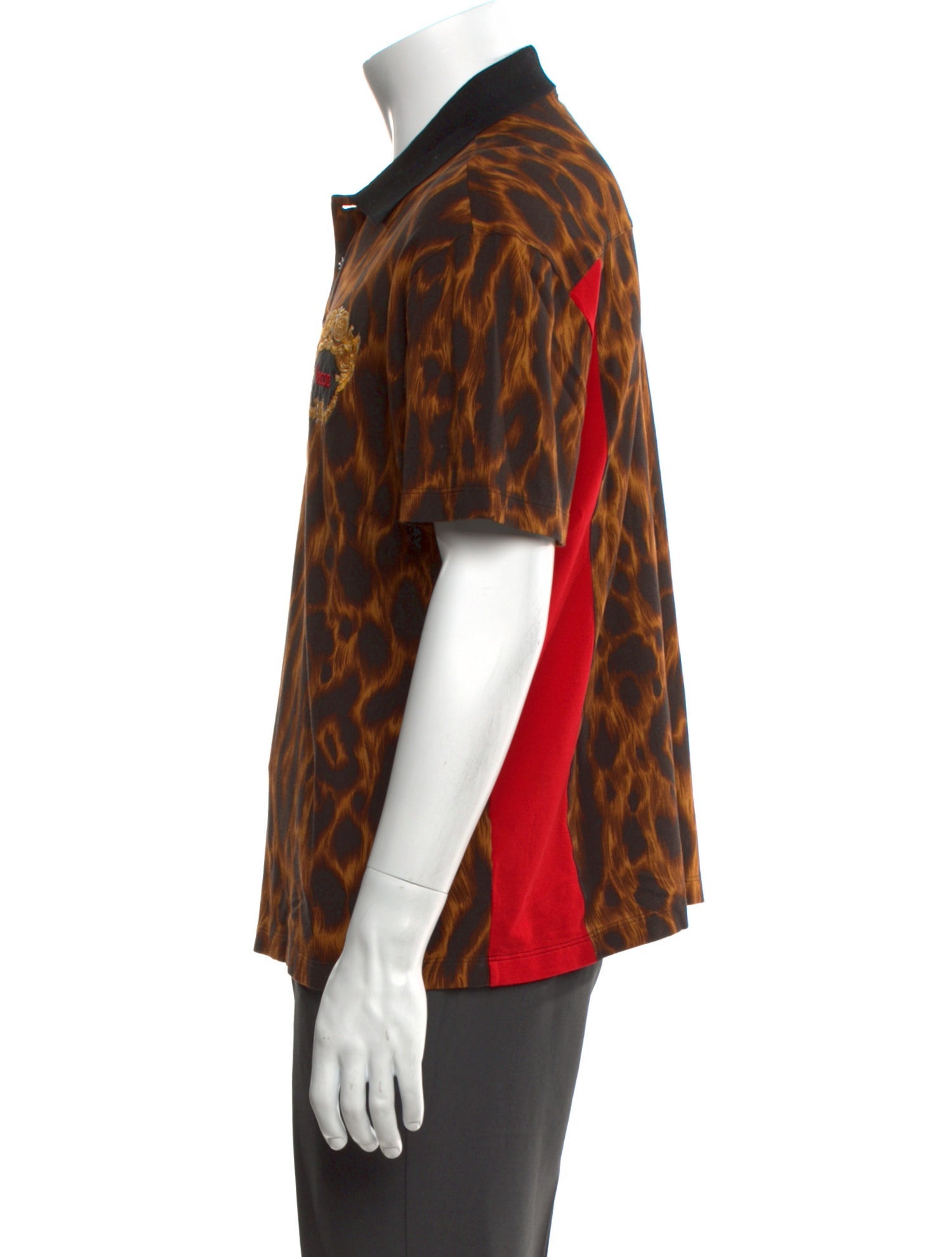Versace Animal Print Crew Neck Polo Shirt