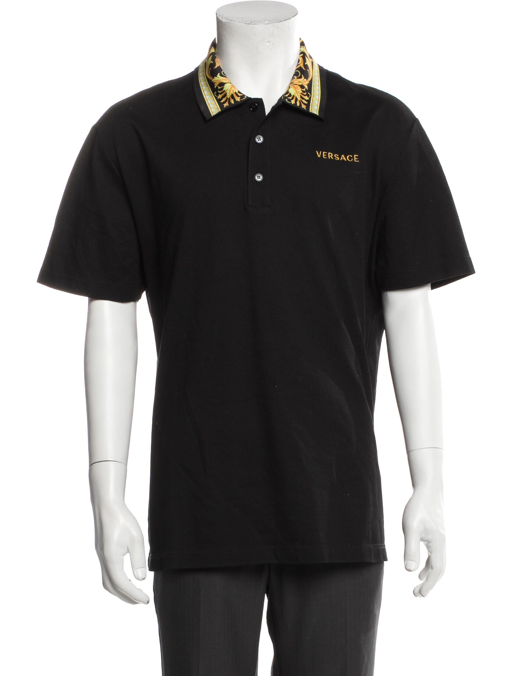 Versace Graphic Print Collar Polo Shirt