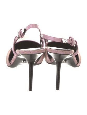 Versace Canvas Lace Pattern Slingback Pumps