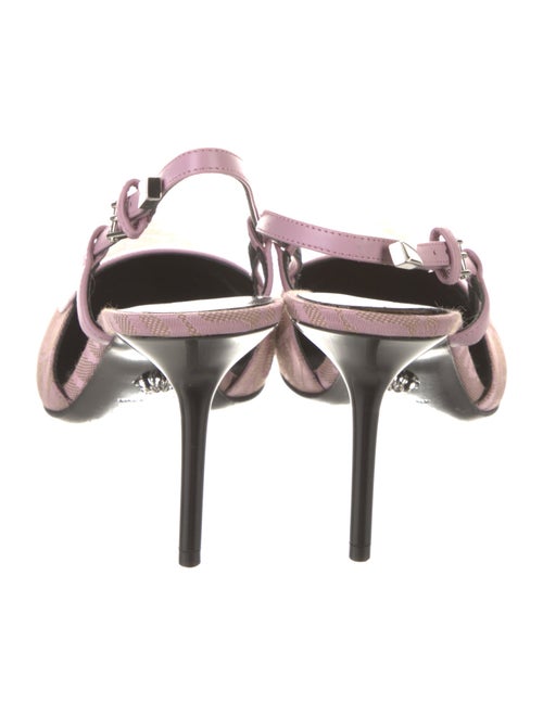 Versace Canvas Lace Pattern Slingback Pumps