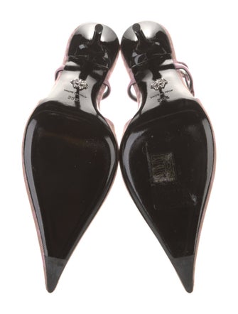 Versace Canvas Lace Pattern Slingback Pumps