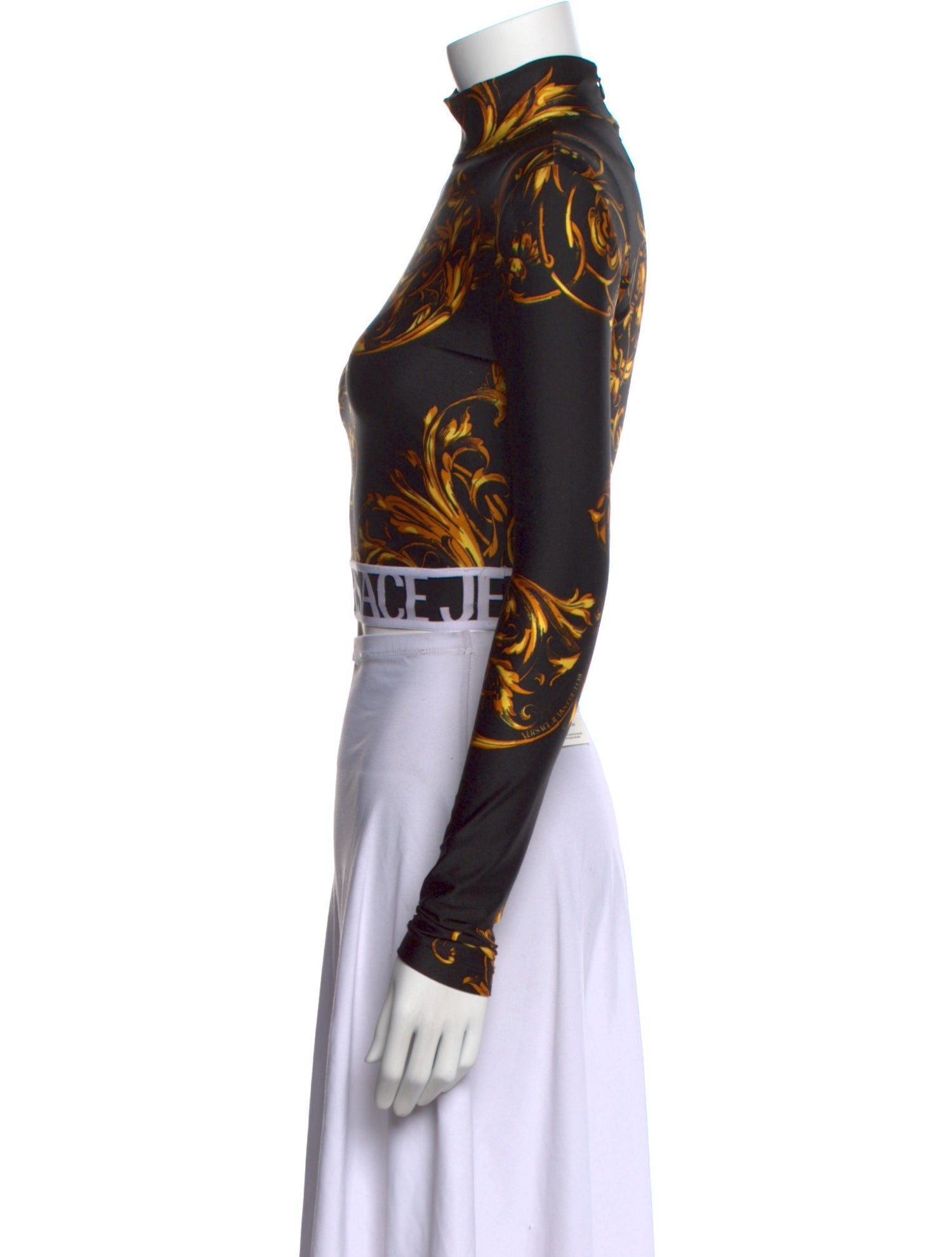 Versace Paisley Print Turtleneck Crop Top