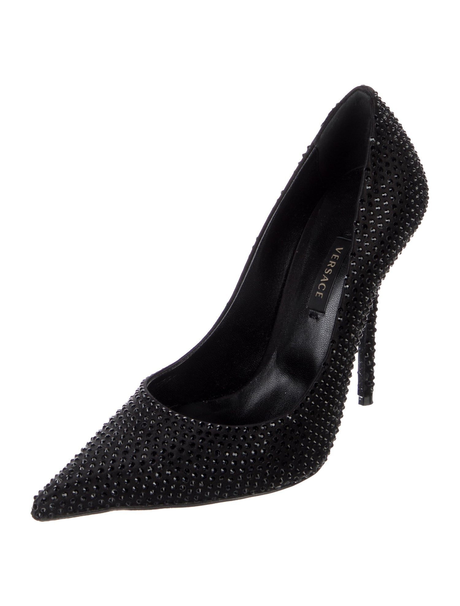 Versace Leather Crystal Embellishments Pumps