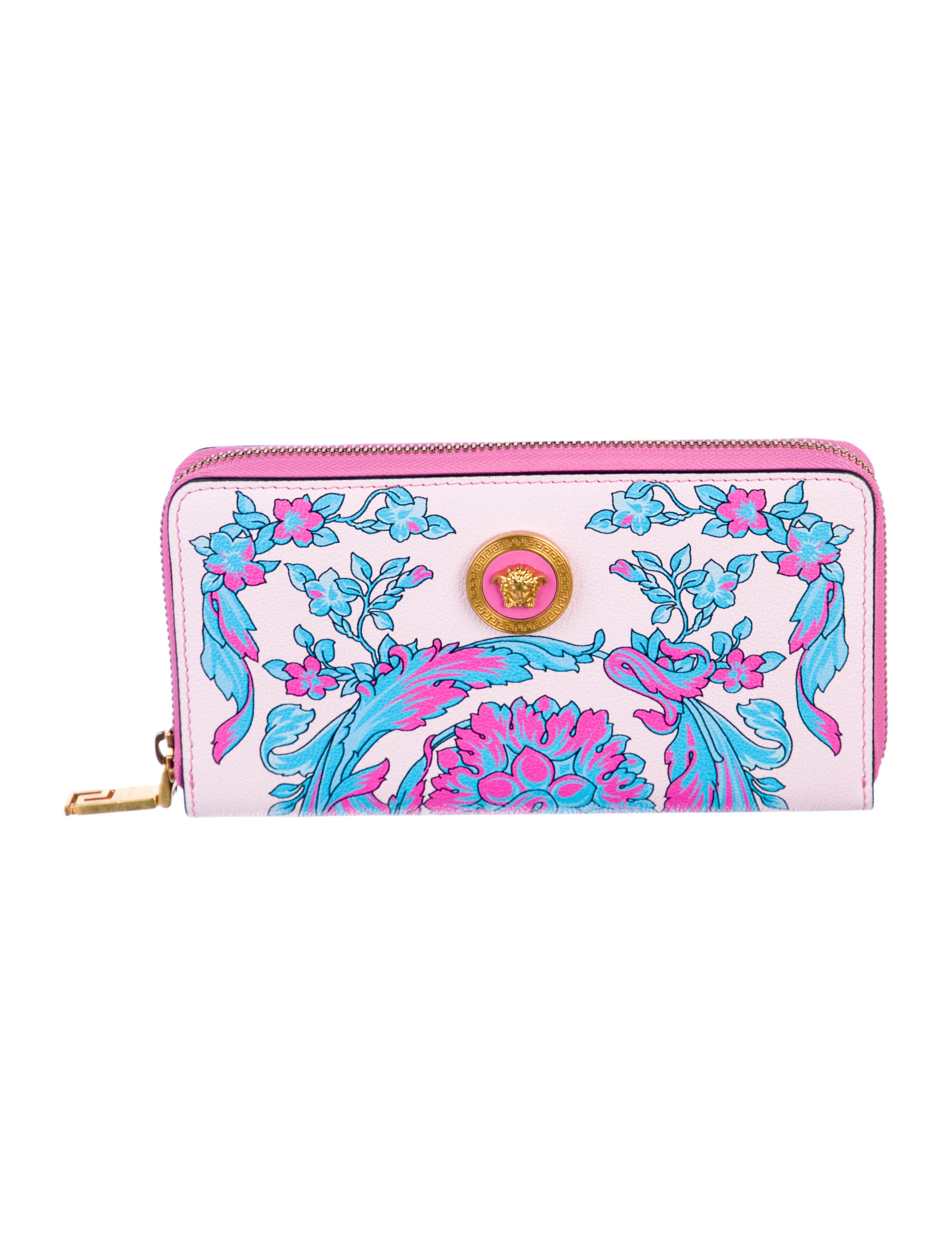 Versace Leather Floral Print Wallet
