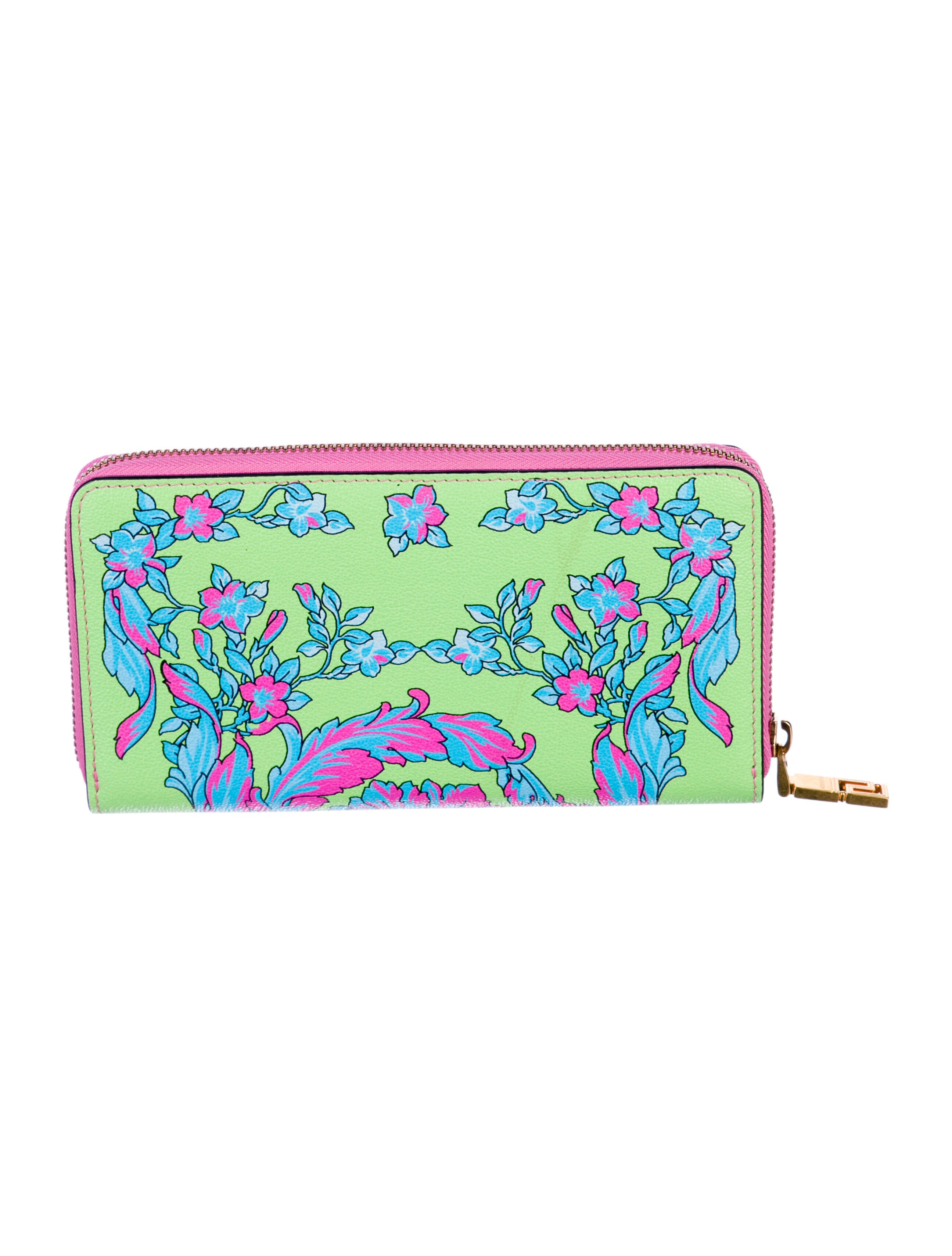 Versace Leather Floral Print Wallet