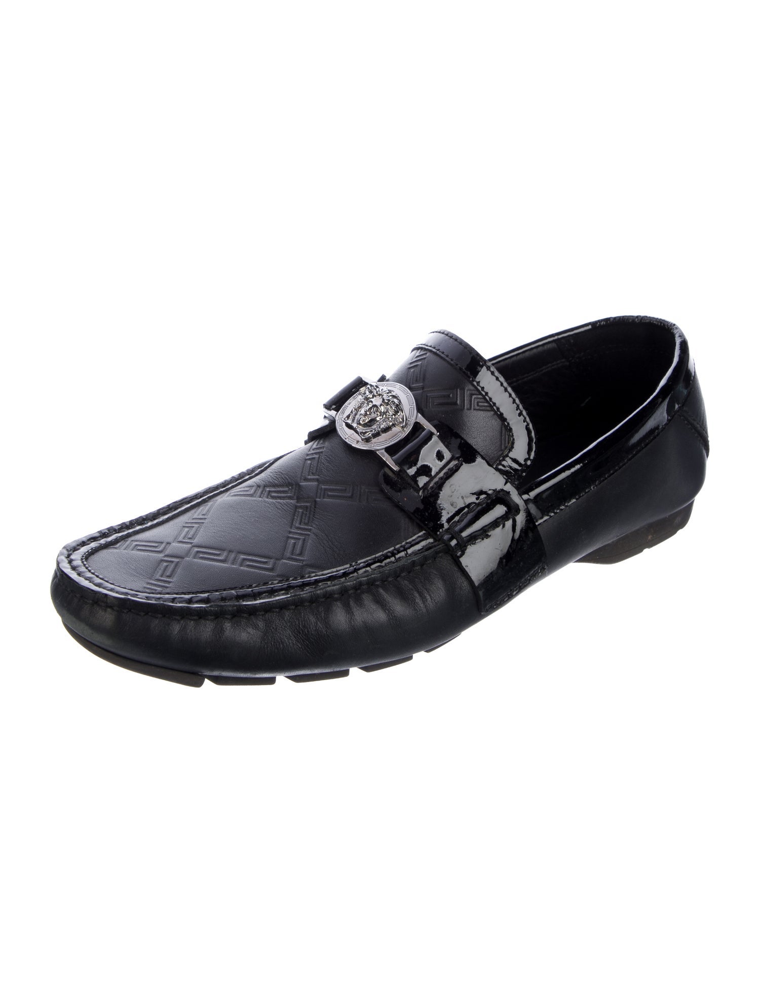Versace Medusa Insignia Leather Moccasins