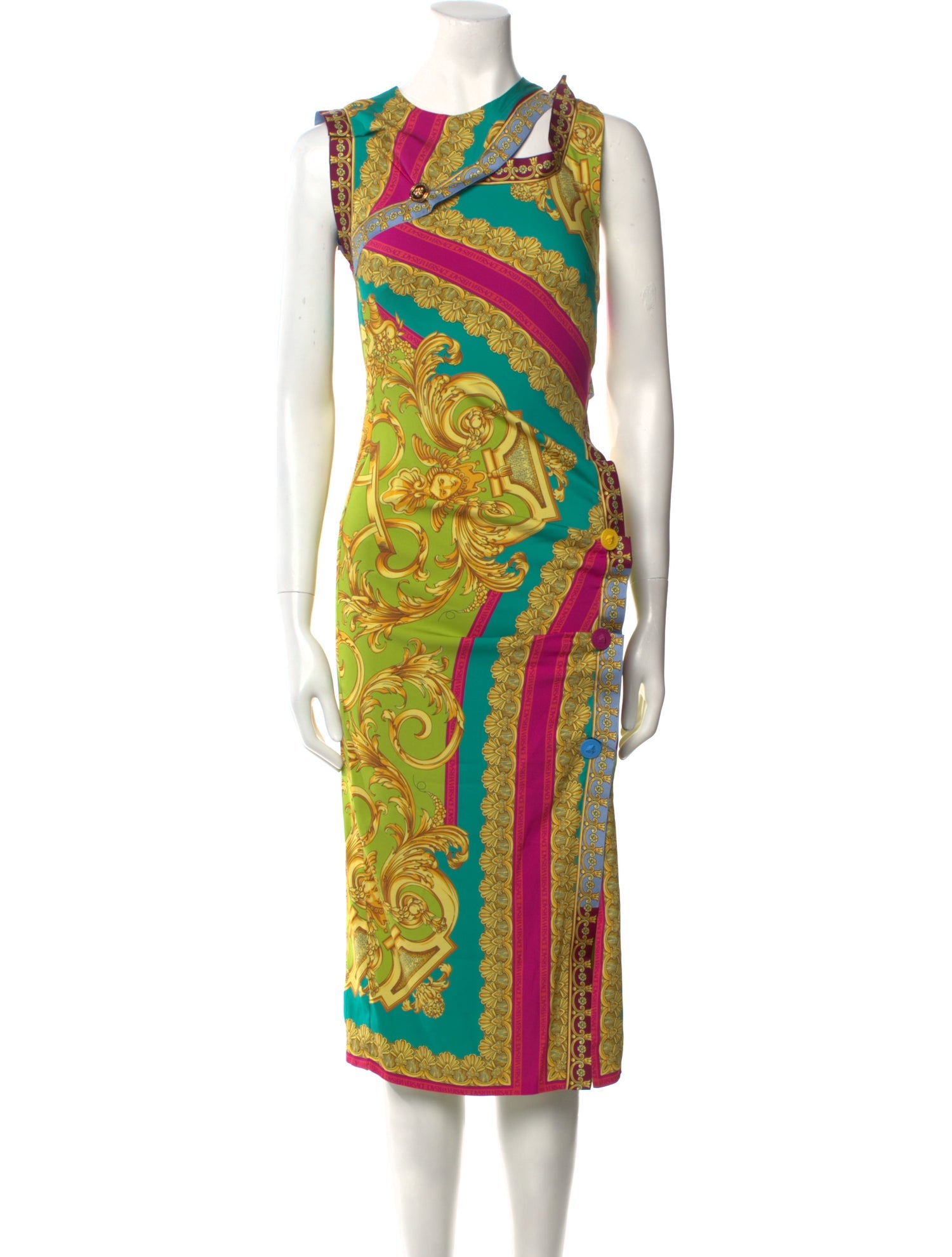 【関税&送料込み】Versace Dress Versace Silk Midi Length Dress w/ Tags - Blue Dresses