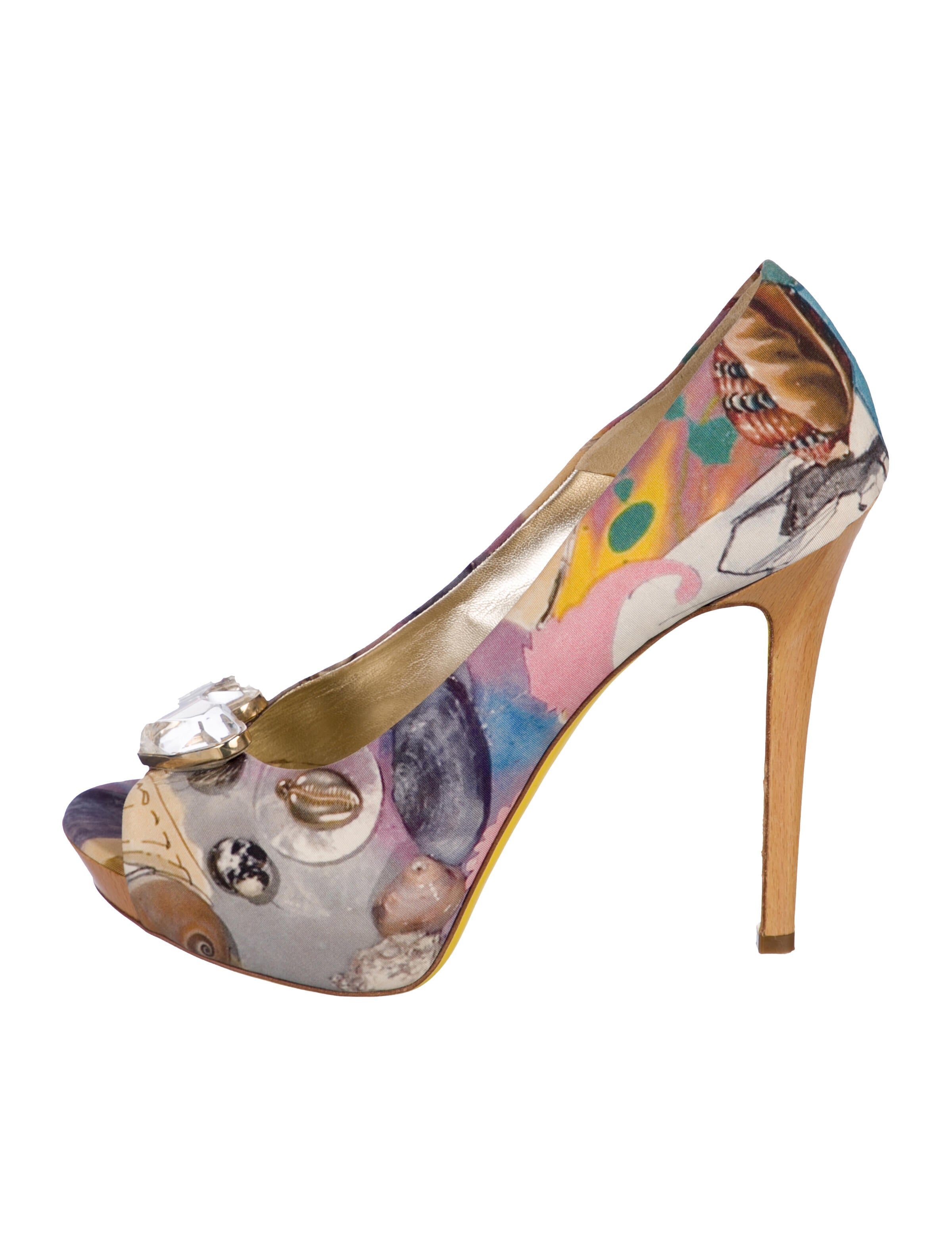 Versace Printed Crystal Embellishments Slingback Sandals