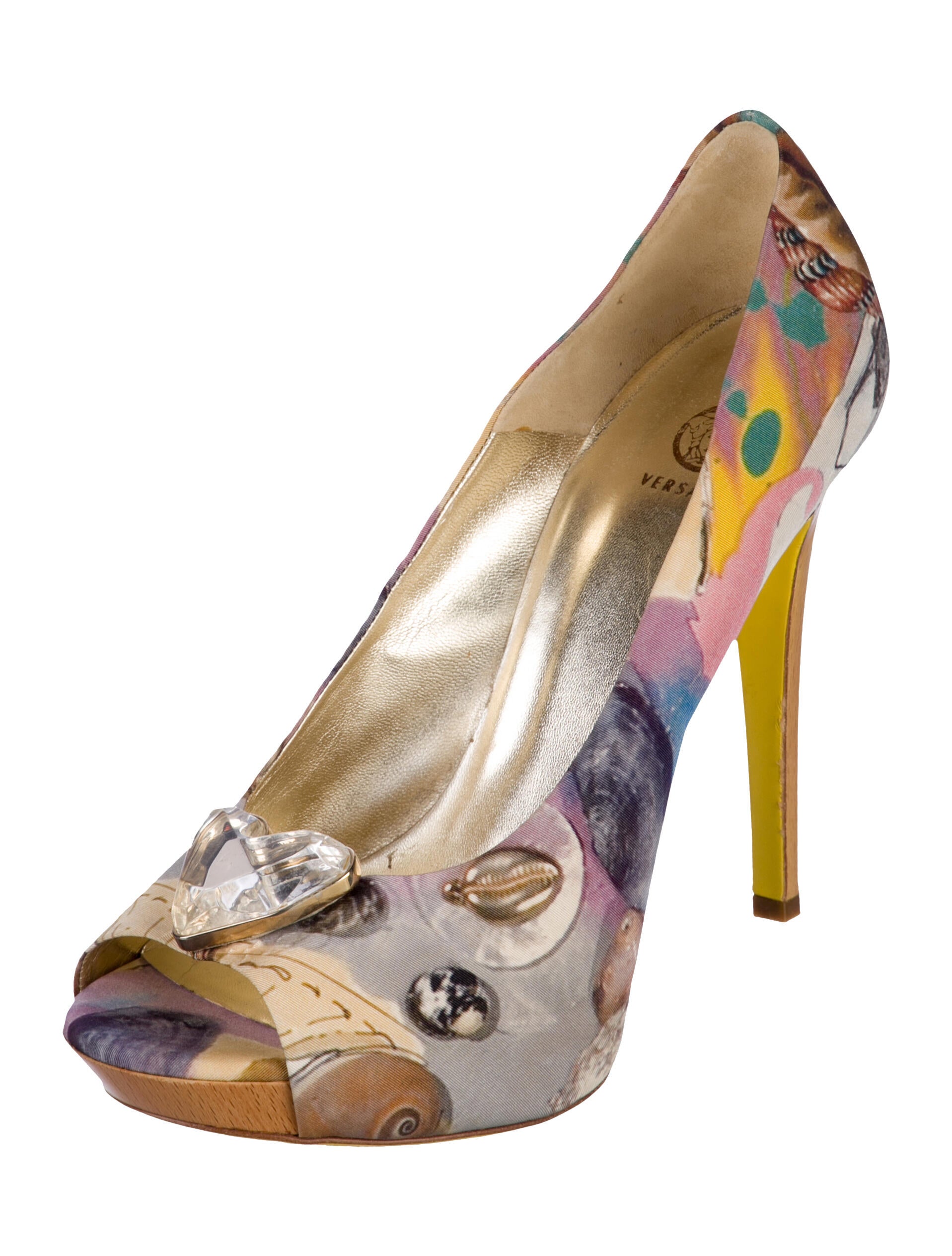 Versace Printed Crystal Embellishments Slingback Sandals
