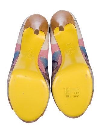 Versace Printed Crystal Embellishments Slingback Sandals