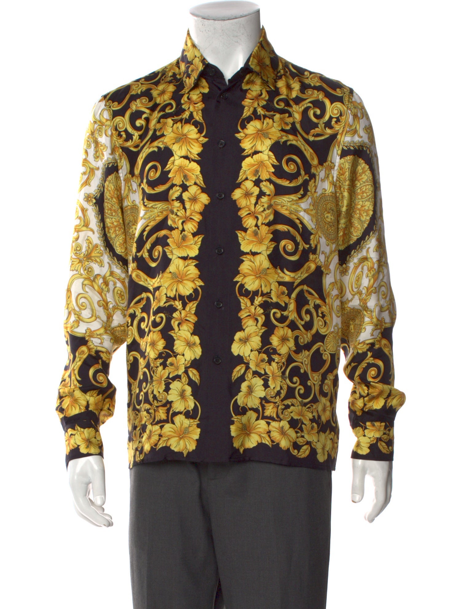 Versace Silk Floral Print Shirt