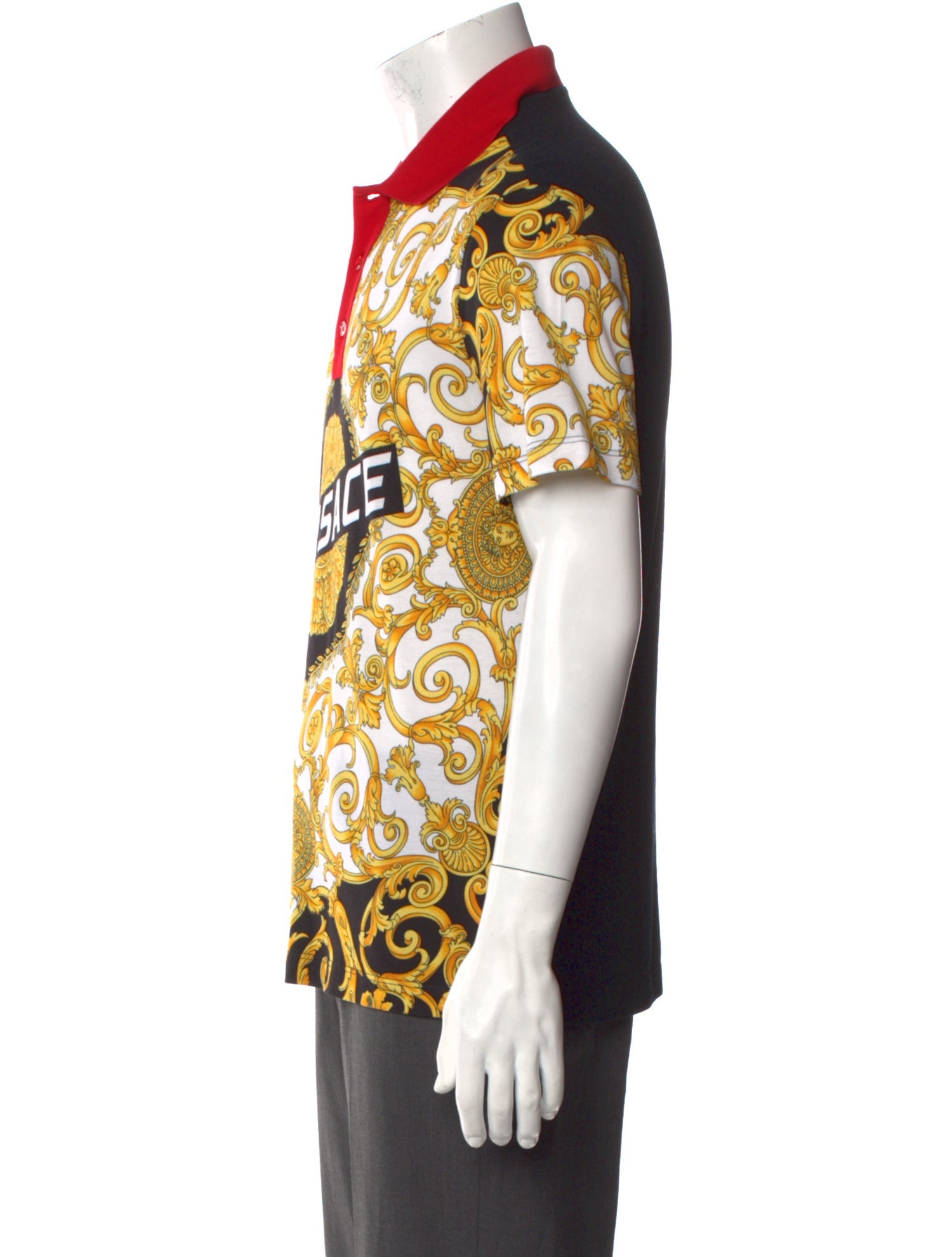 Versace Printed Collar Polo Shirt