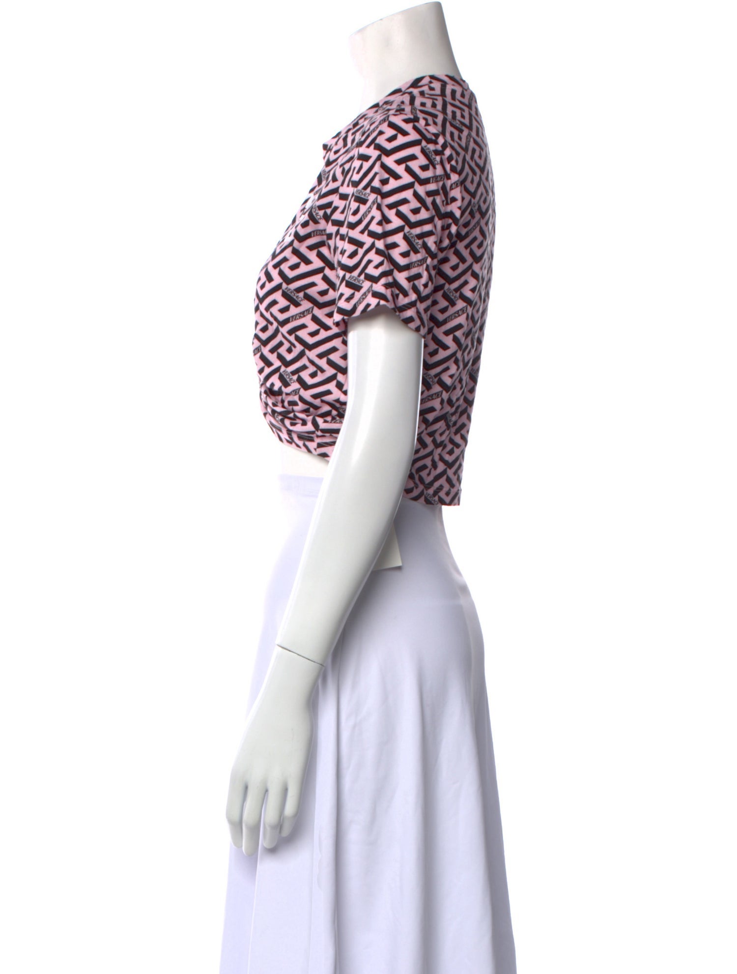 Versace Printed Crew Neck Crop Top