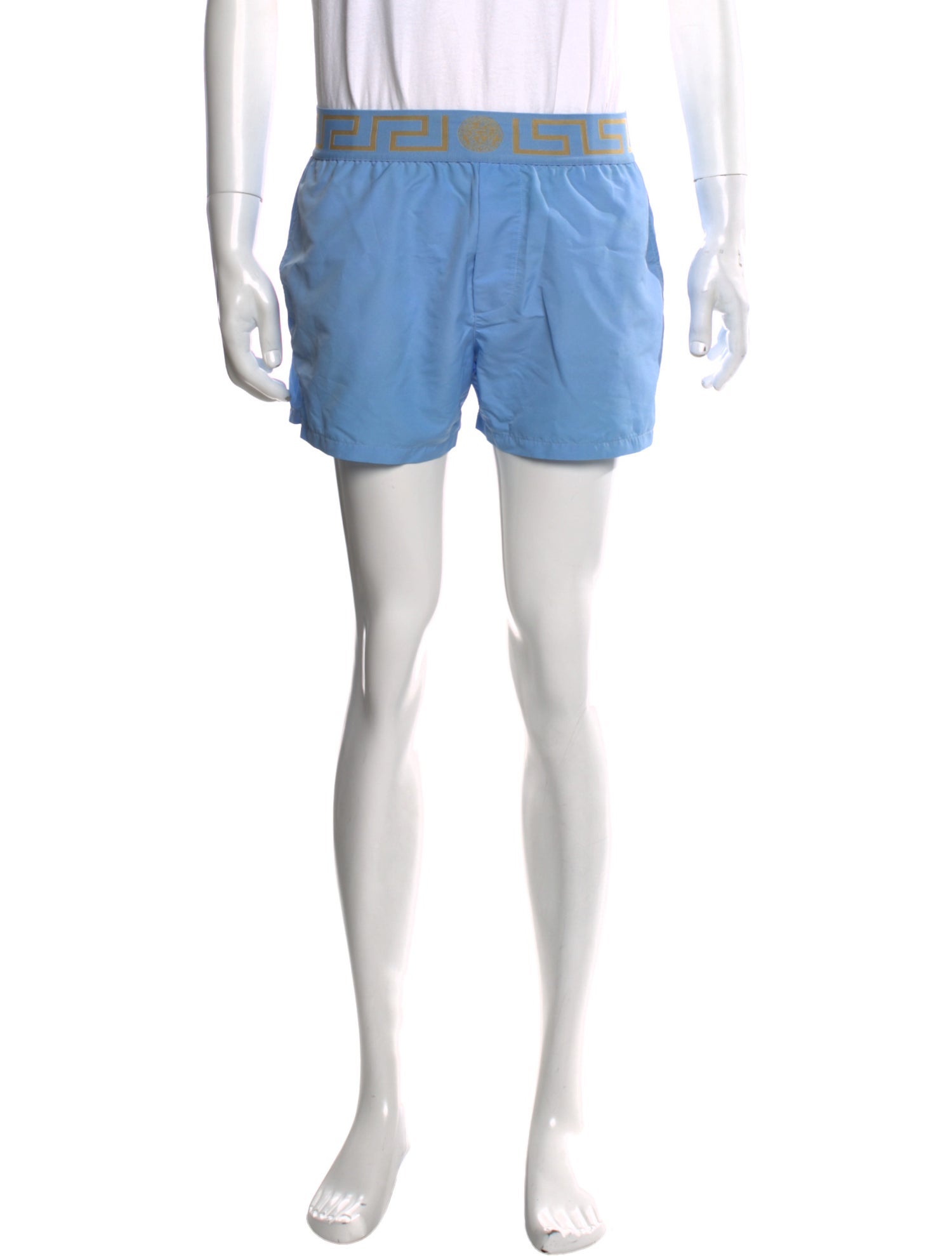 Versace Graphic Print Embroidered Accent Swim Trunks