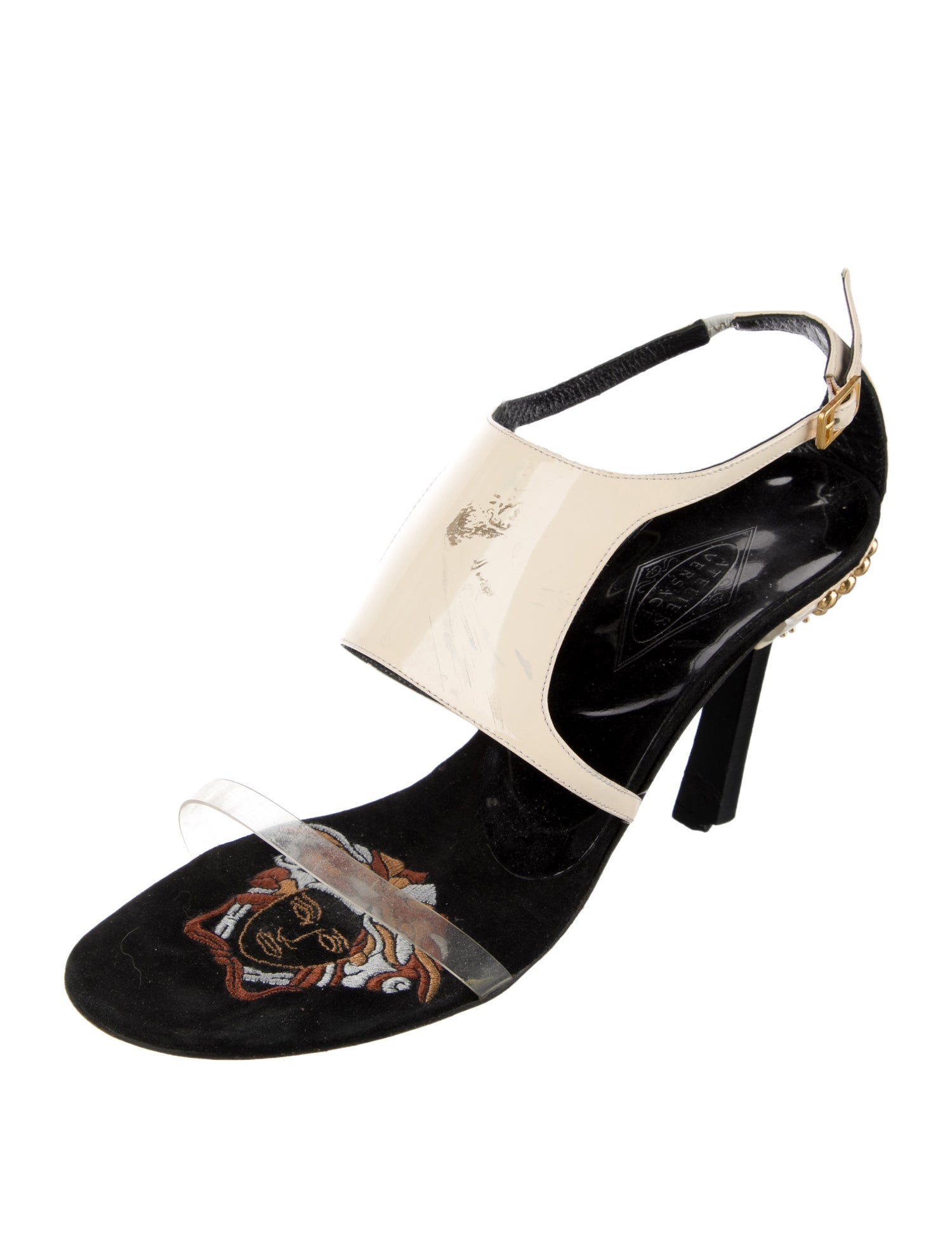 Versace Patent Leather Slingback Sandals