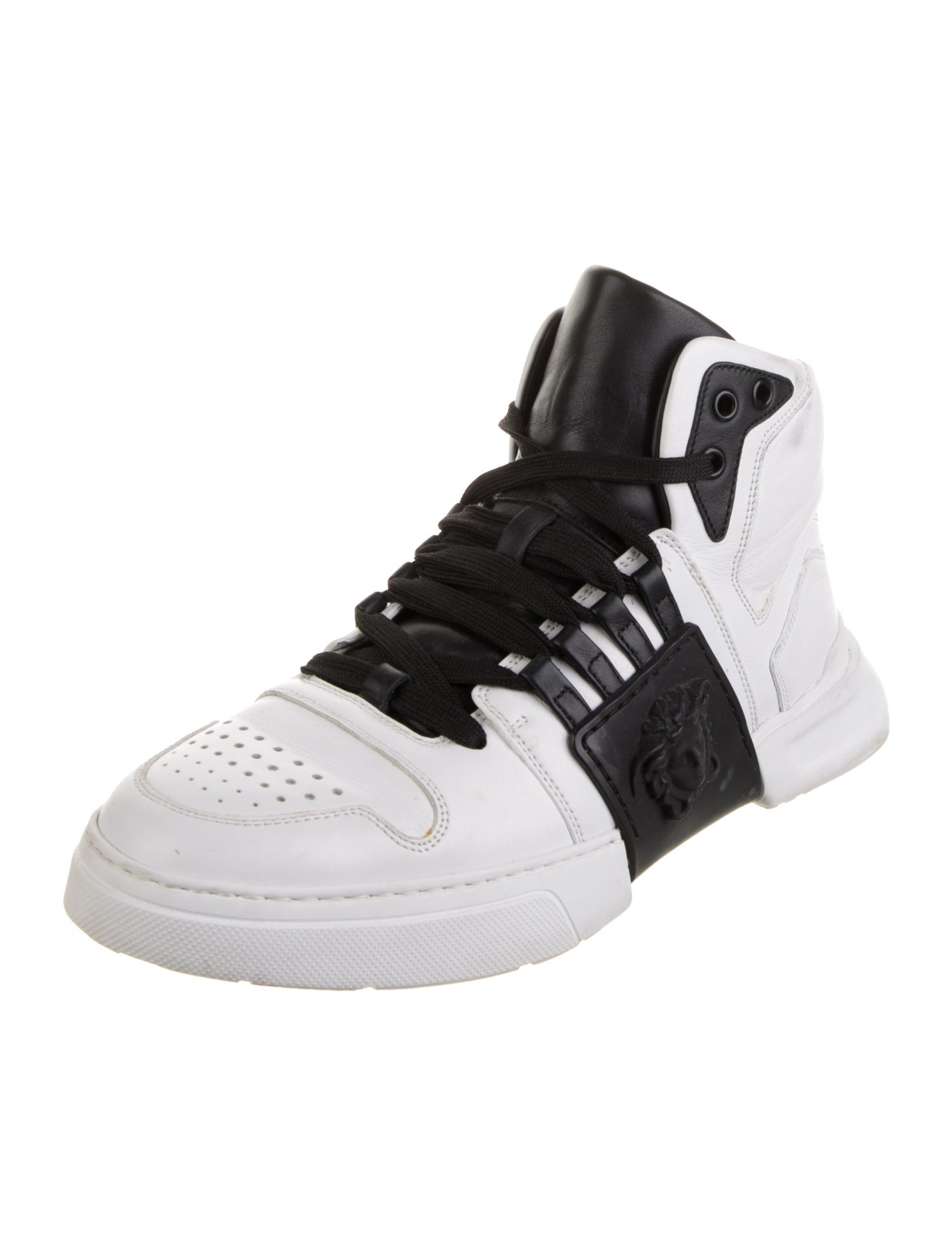 Versace Leather Colorblock Pattern Sneakers