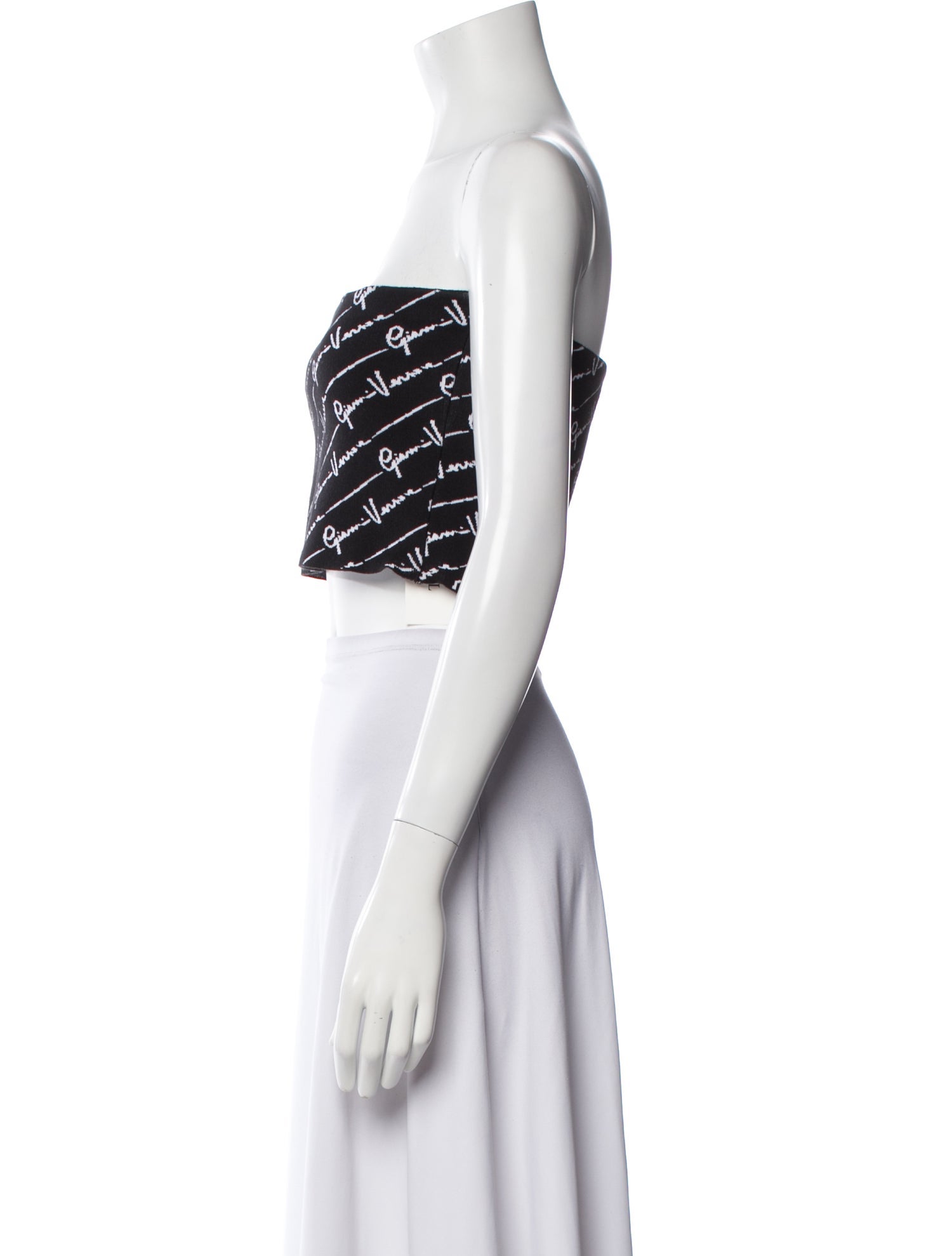 Versace Graphic Print Strapless Crop Top