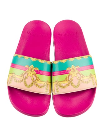 Versace Leather Printed Slides