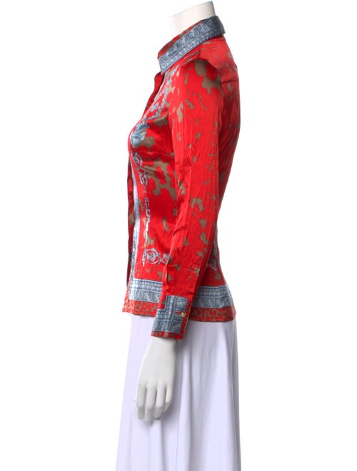 Versace Silk Printed Button-Up Top