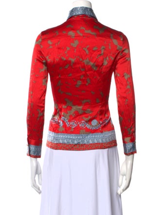 Versace Silk Printed Button-Up Top