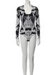 Versace Printed Square Neckline Bodysuit