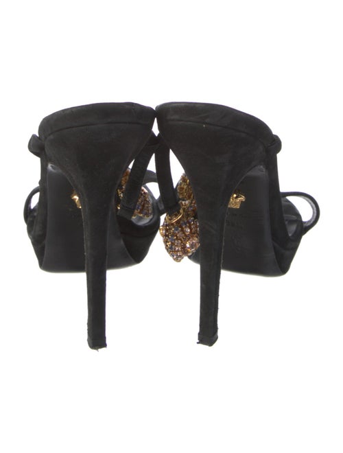 Versace Suede Crystal Embellishments Slides