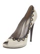 Versace Leather Colorblock Pattern Pumps