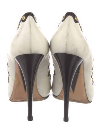 Versace Leather Colorblock Pattern Pumps