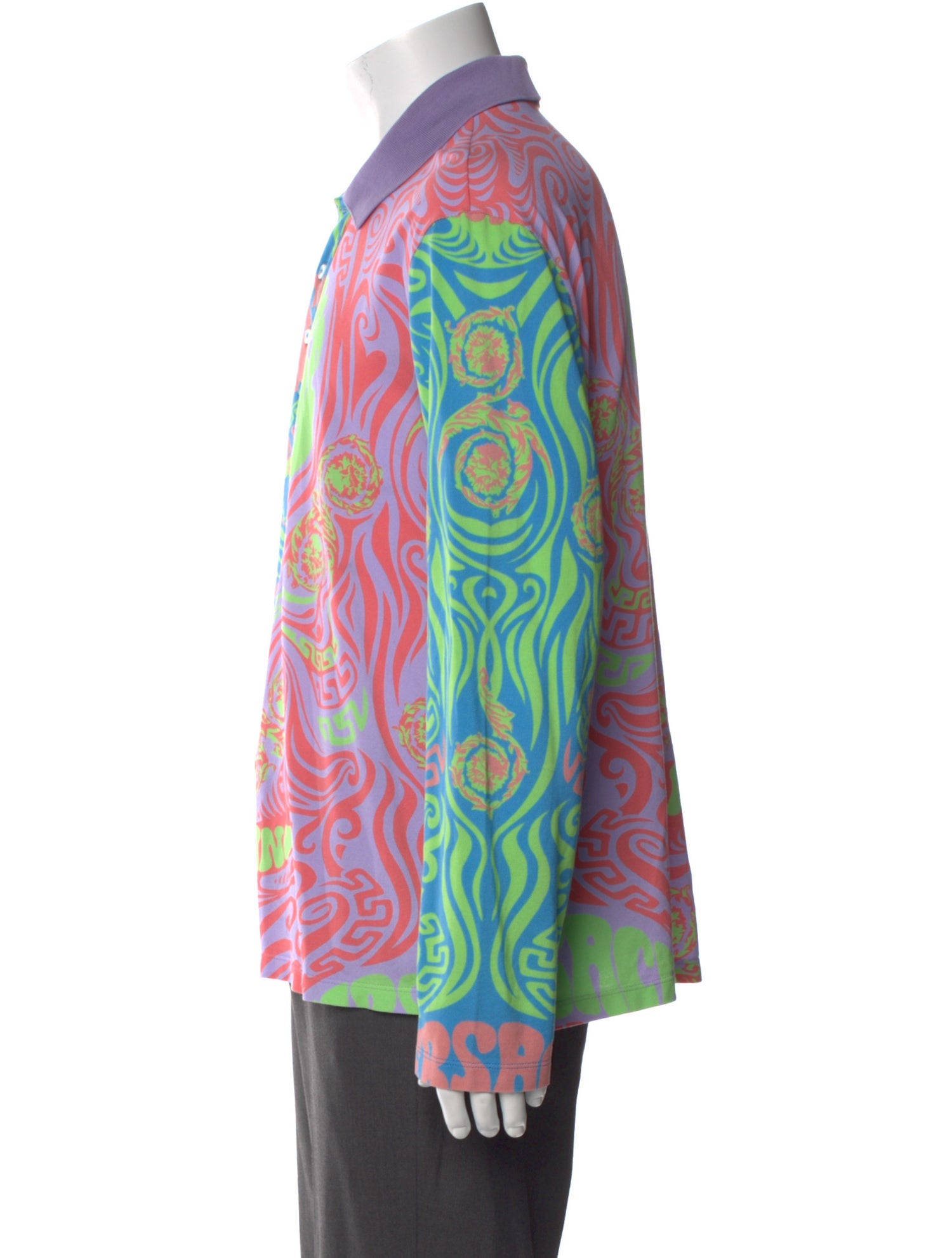 Versace Paisley Print Collar Polo Shirt