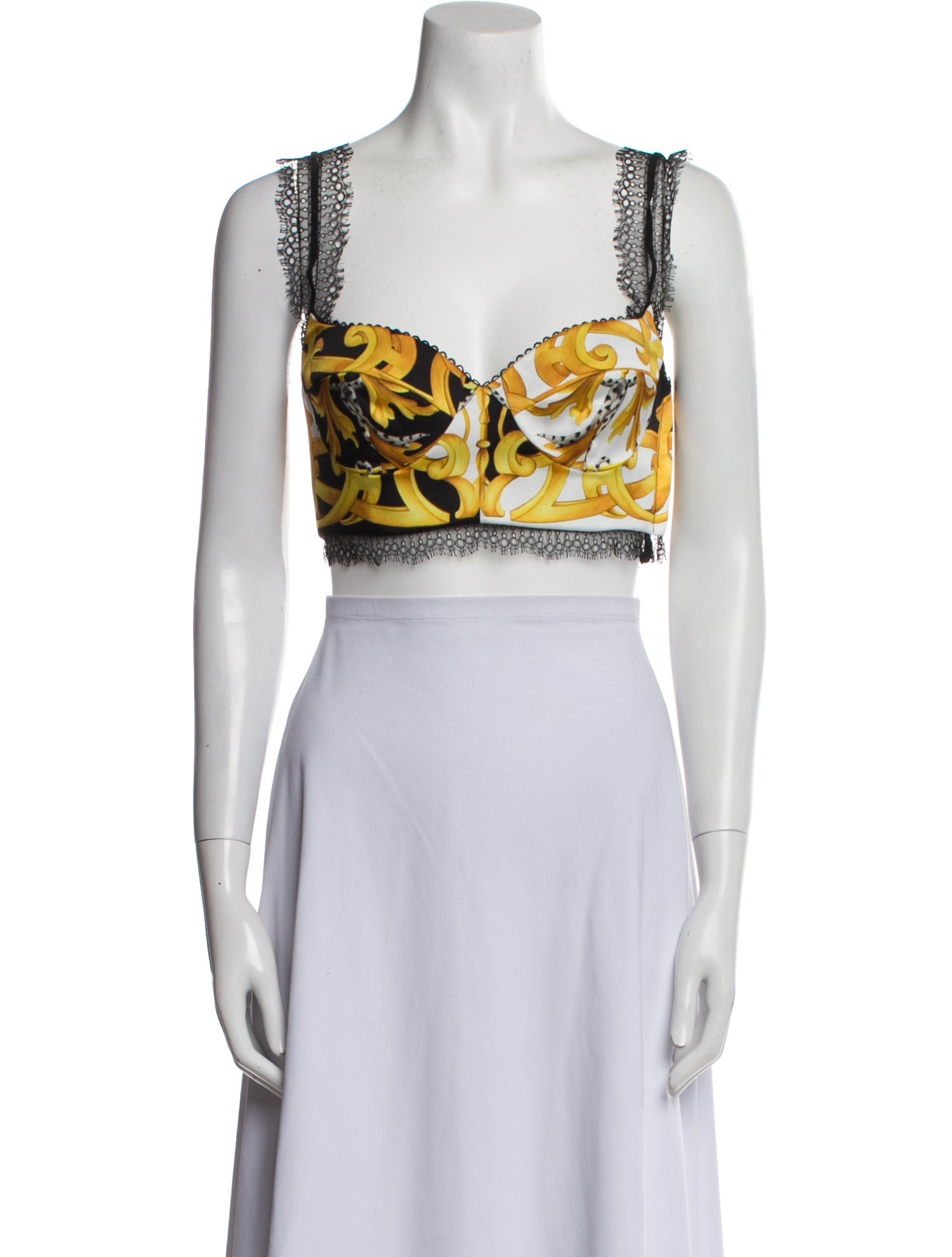 Versace Printed Square Neckline Crop Top