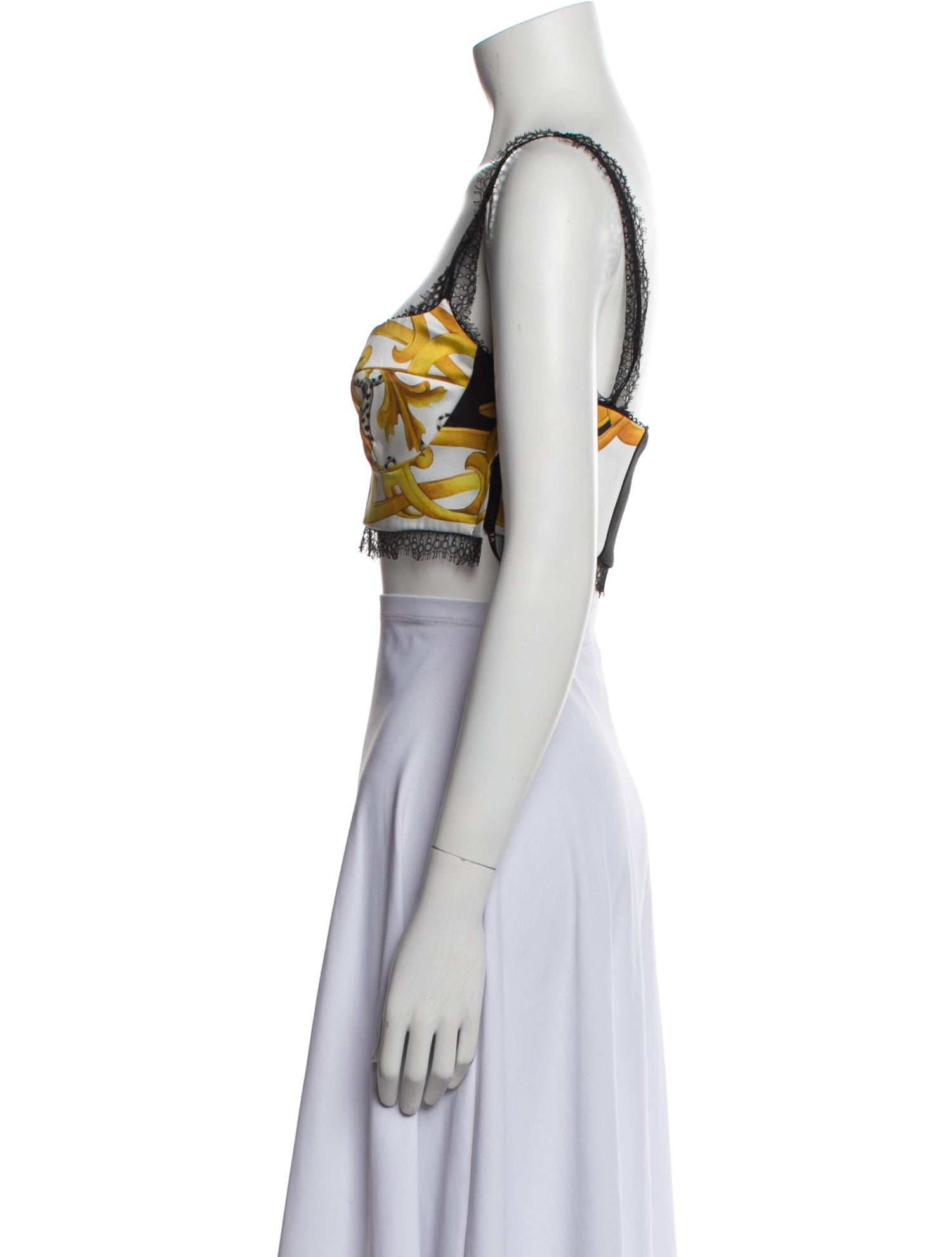 Versace Printed Square Neckline Crop Top