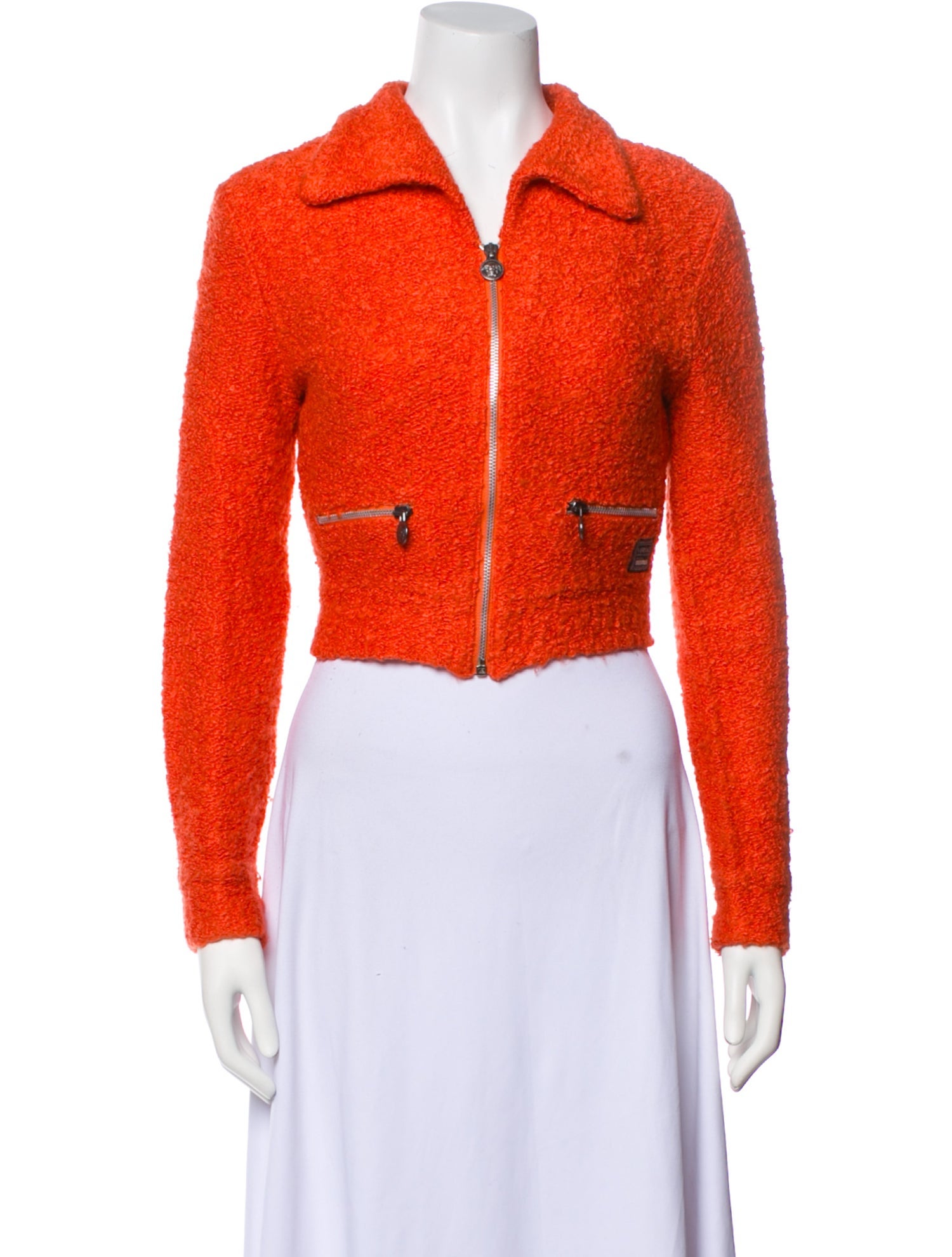 Versace Jeans Couture Vintage Tweed Pattern Biker Jacket