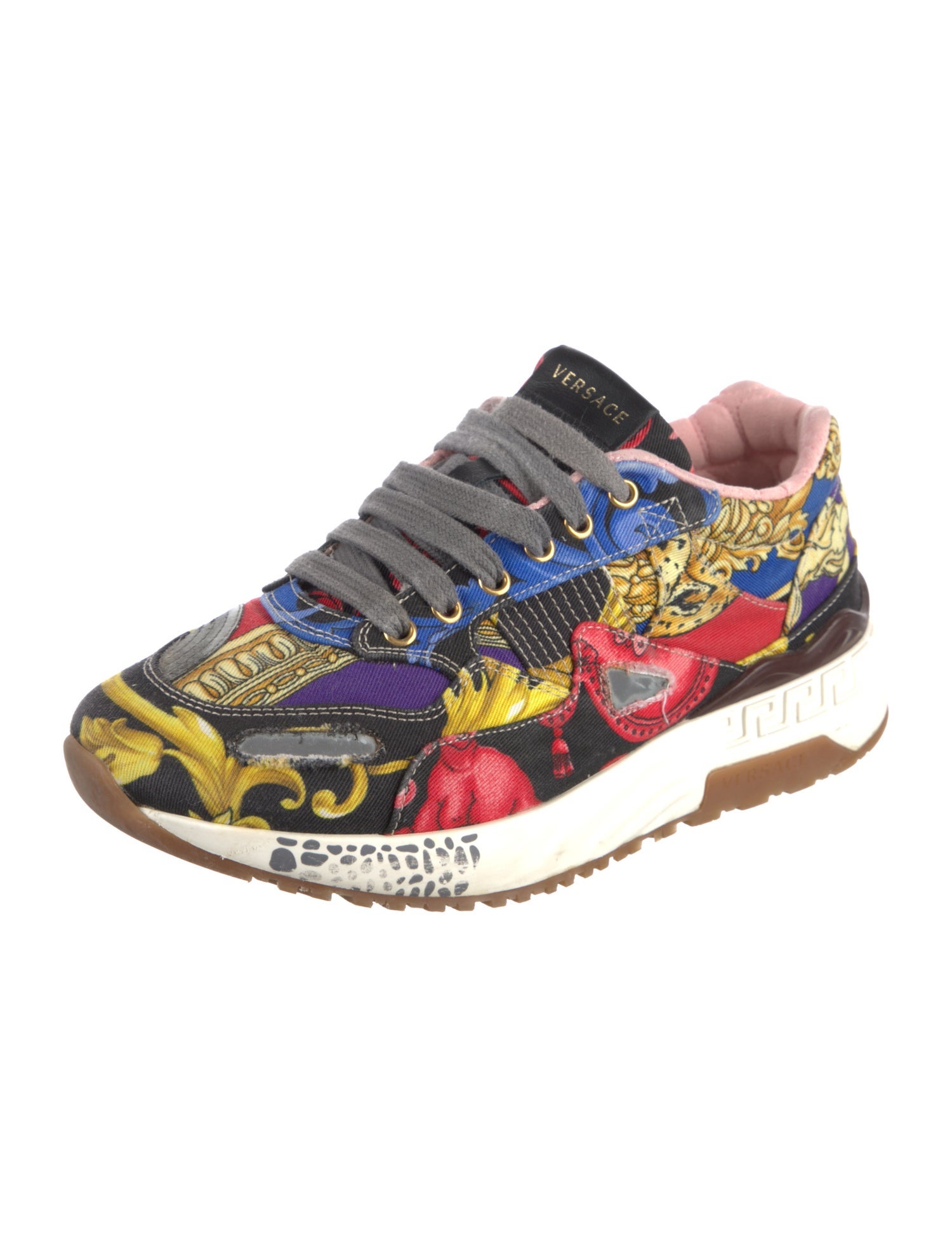 Versace Canvas Printed Athletic Sneakers