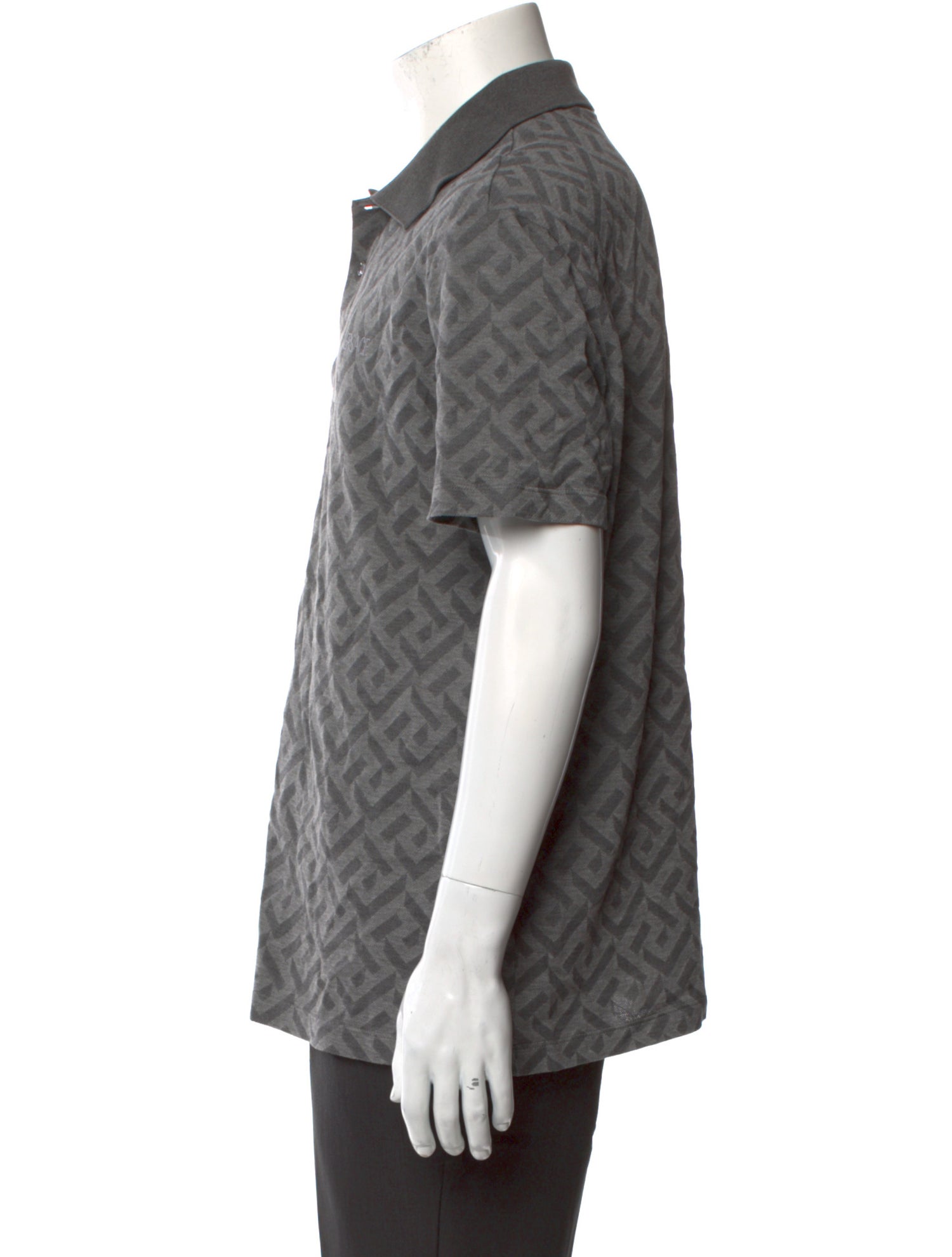 Versace Printed Collar Polo Shirt