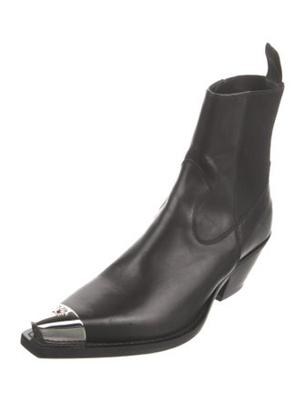 Versace Grecca Pattern Leather Western Boots