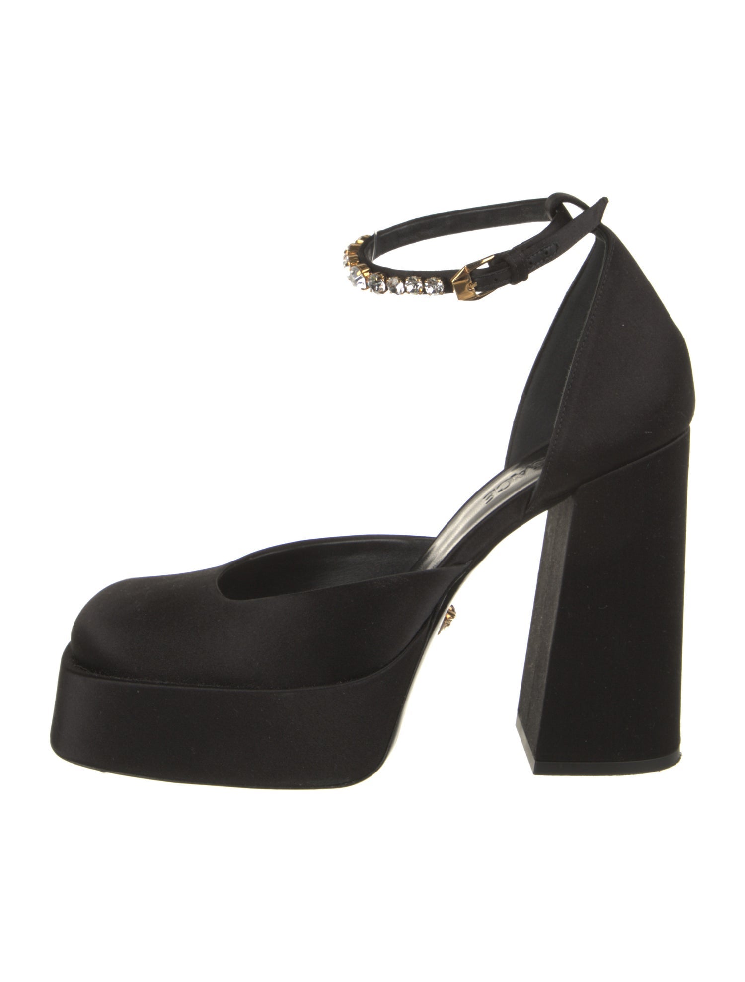Versace Satin Crystal Embellishments D'Orsay Pumps