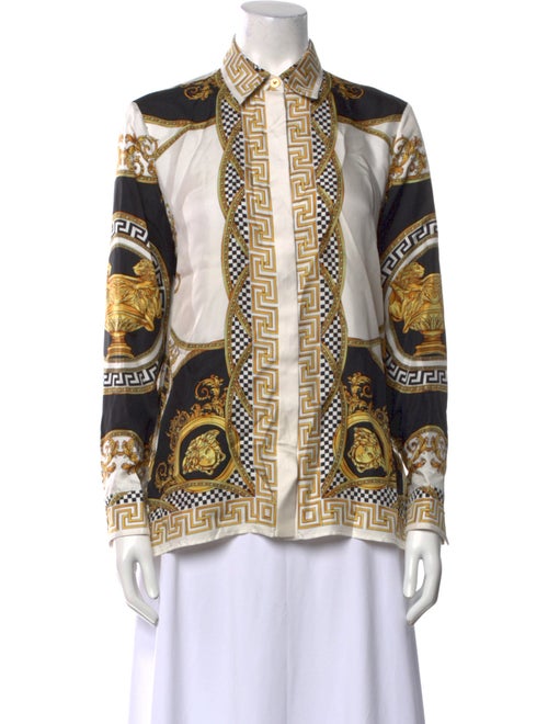 Versace Silk Printed Button-Up Top