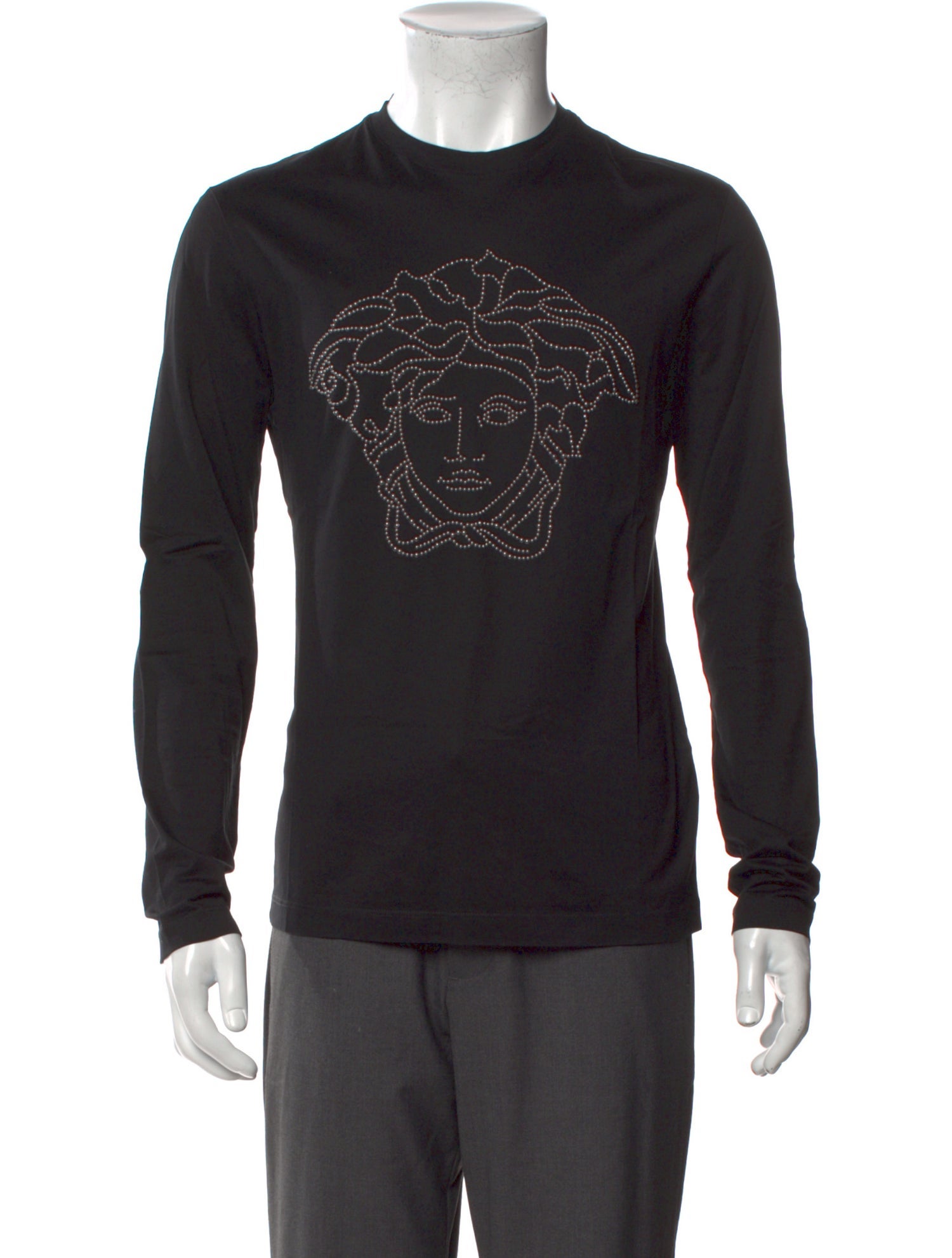 Versace Graphic Print Crew Neck Henley