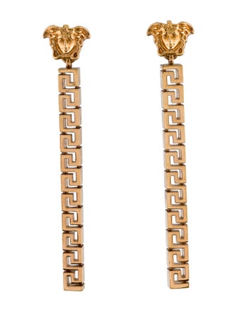 Versace Medusa & Motif Drop Earrings
