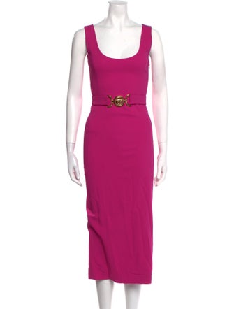 Versace Scoop Neck Midi Length Dress