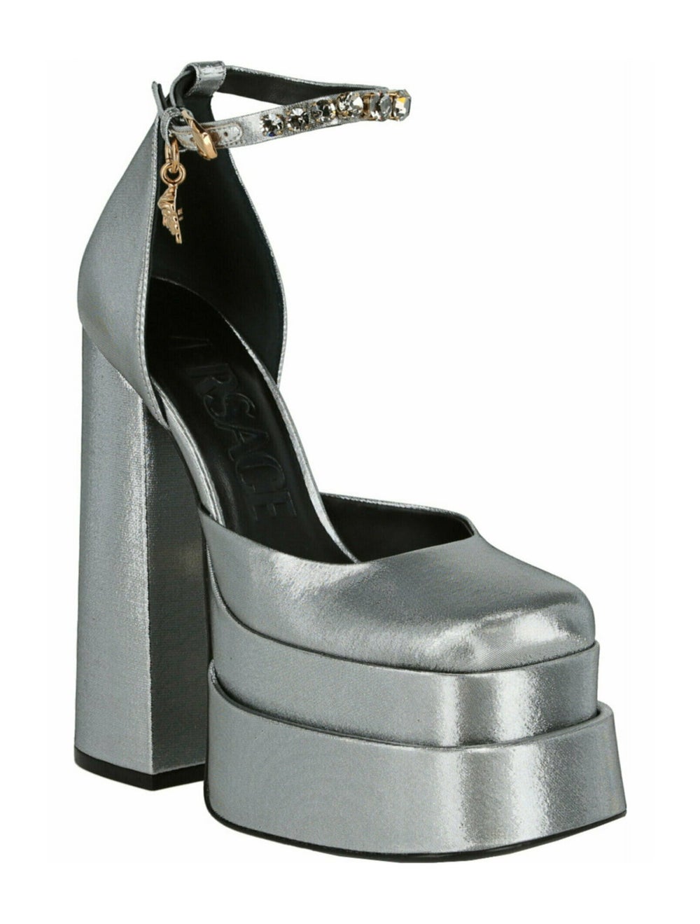 Versace Leather Pumps Grey Solid Crystal Embellis… - image 2