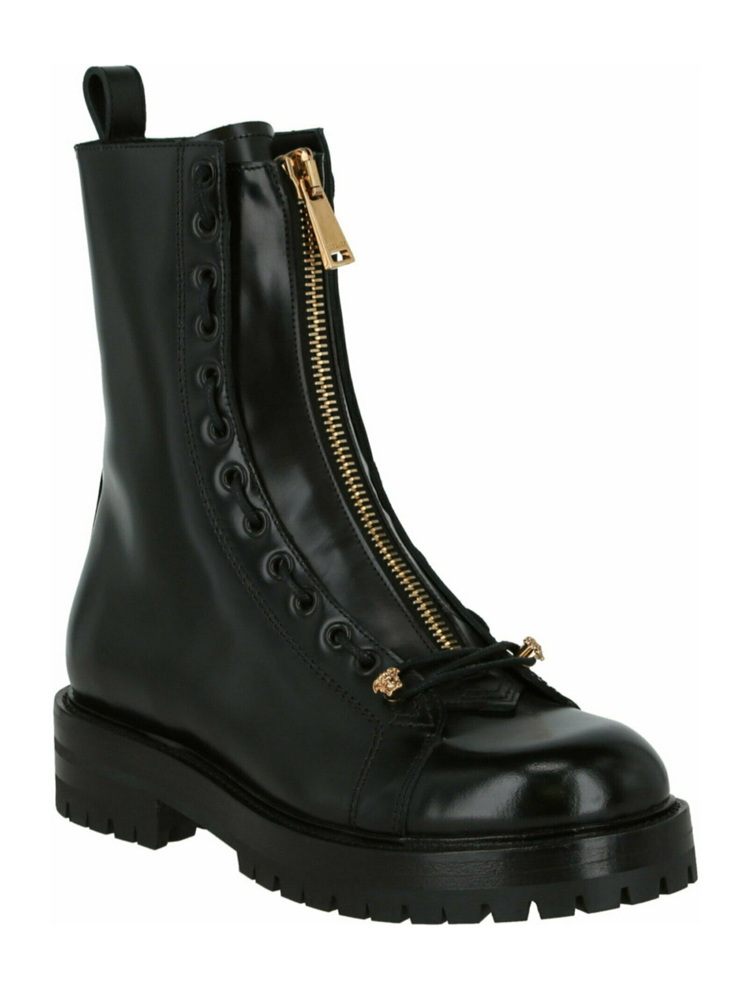 Versace Calf Leather Combat Boots w/ Tags